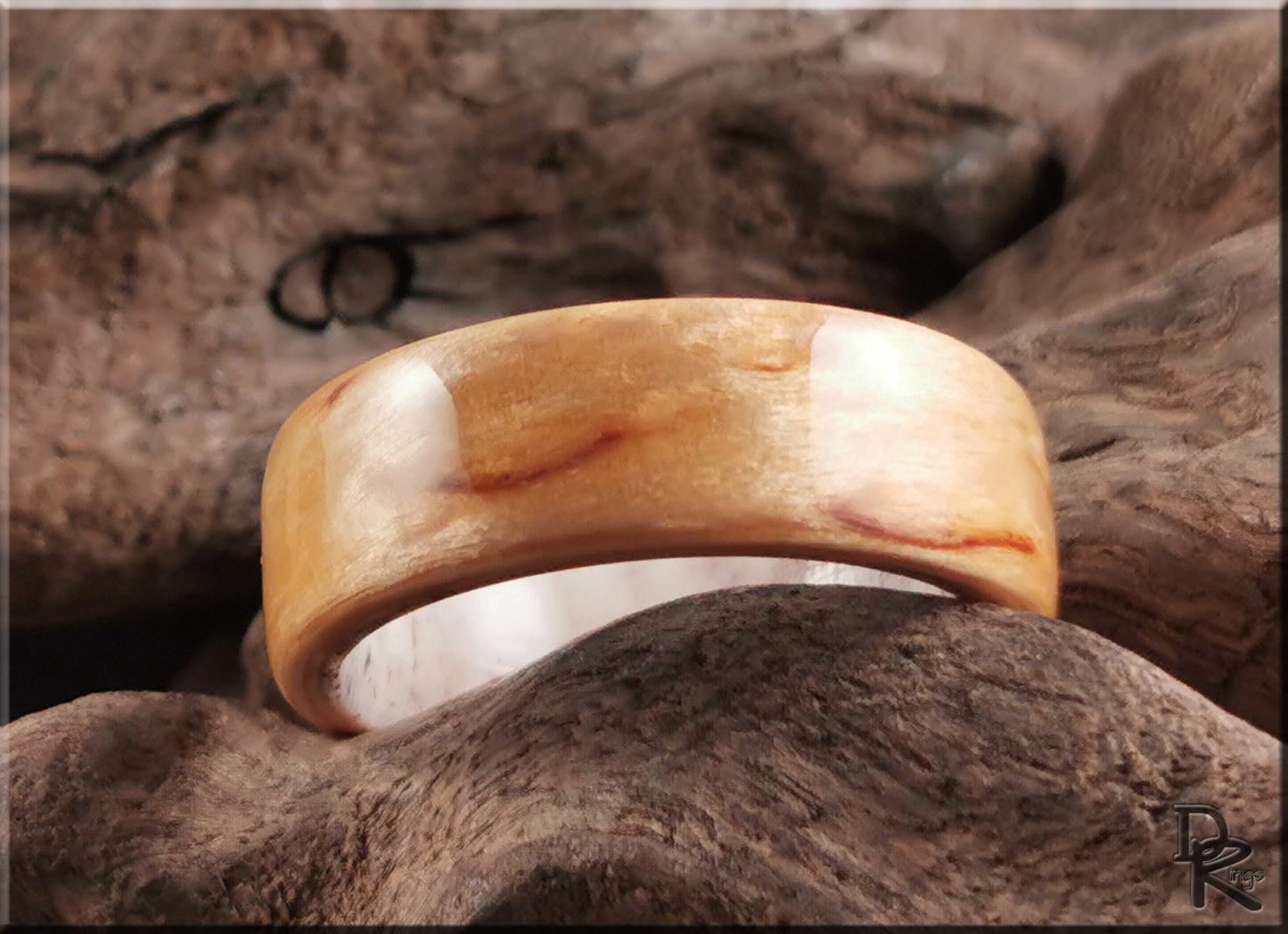 Bentwood Ring - Karelian Birch on deer antler ring core - wood ring