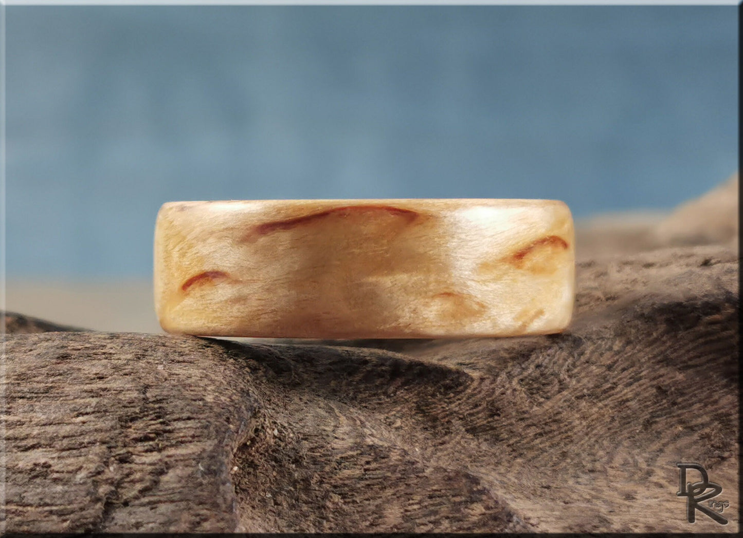 Bentwood Ring - Karelian Birch on deer antler ring core - wood ring