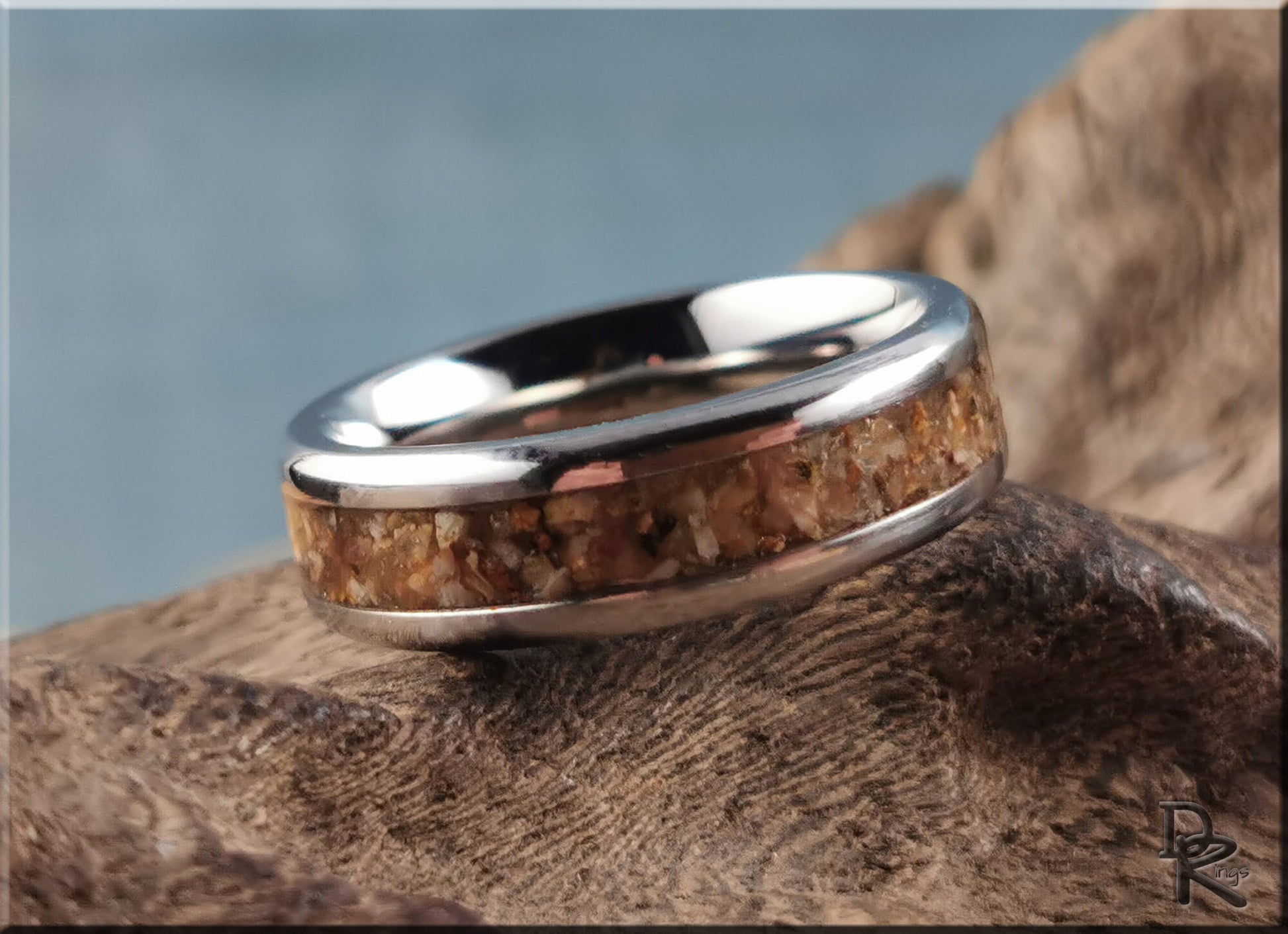 Titanium Channel Ring w/Diamond Hill Mine stone matrix inlay