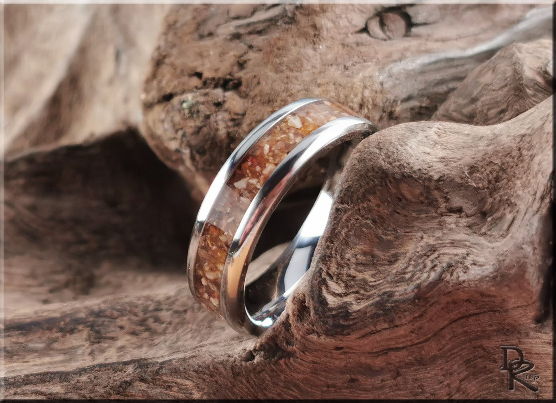 Titanium Channel Ring w/Diamond Hill Mine stone matrix inlay