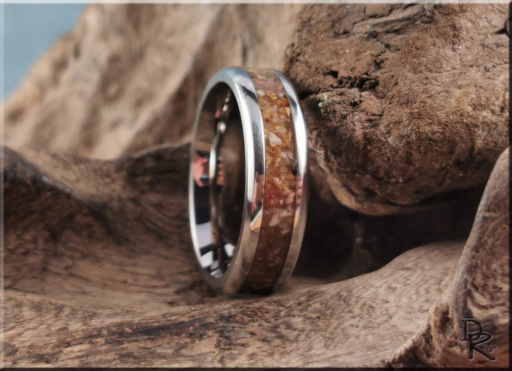 Titanium Channel Ring w/Diamond Hill Mine stone matrix inlay