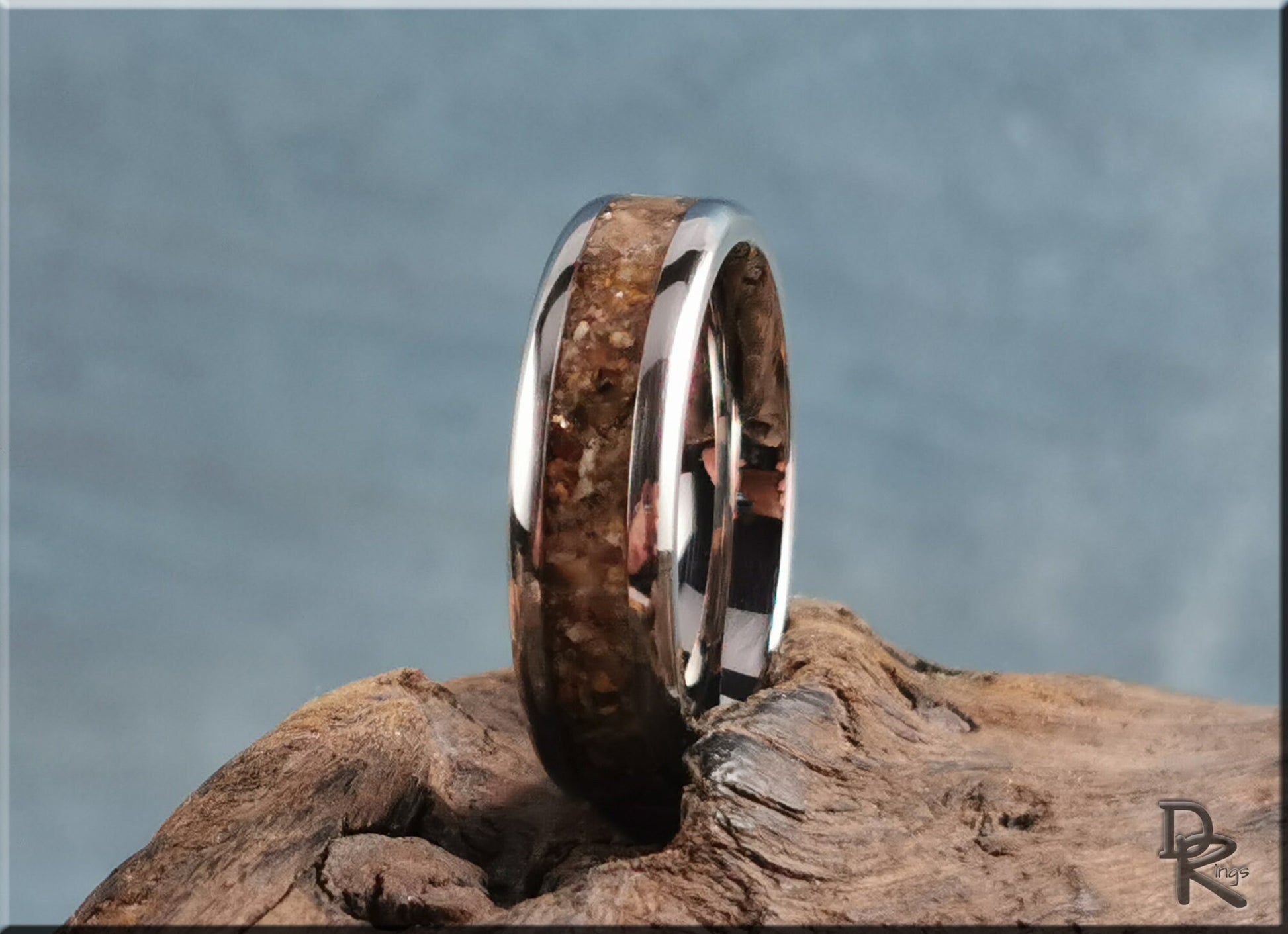 Titanium Channel Ring w/Diamond Hill Mine stone matrix inlay