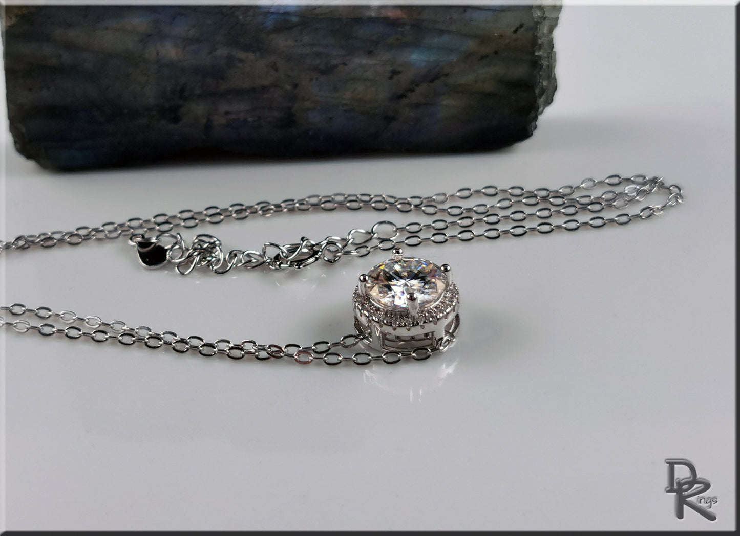2.0 Carat Moissanite and Sterling Silver Pendant Necklace - silver necklace
