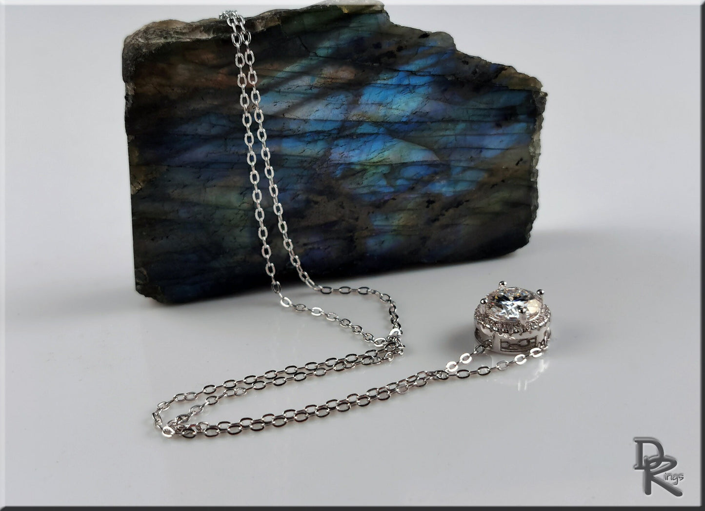 2.0 Carat Moissanite and Sterling Silver Pendant Necklace - silver necklace