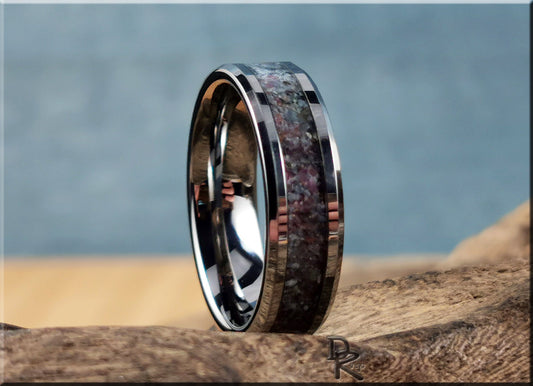 Tungsten Carbide Channel Ring w/Kyanite-Ruby matrix inlay - tungsten ring