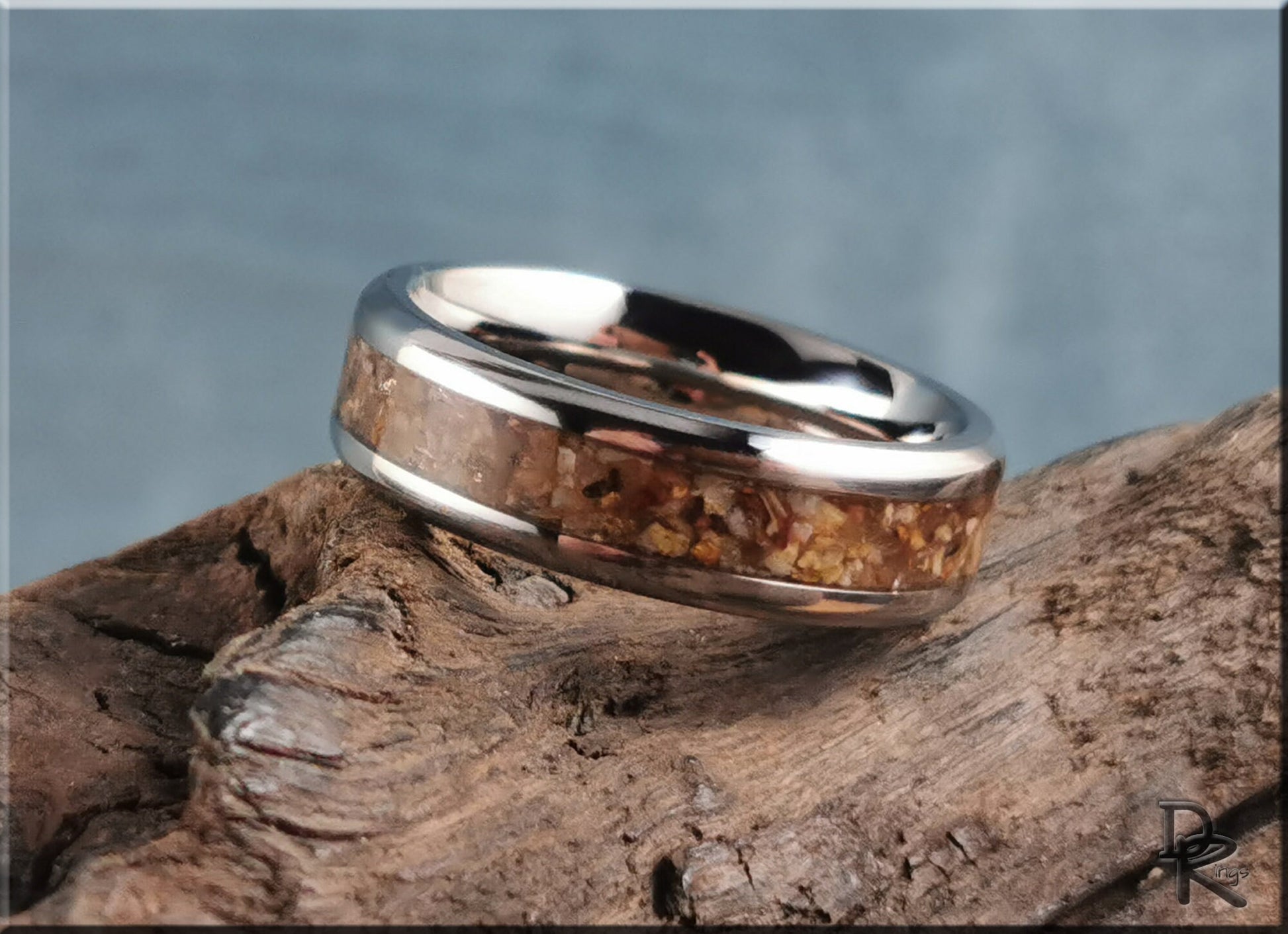 Titanium Channel Ring w/Diamond Hill Mine stone matrix inlay