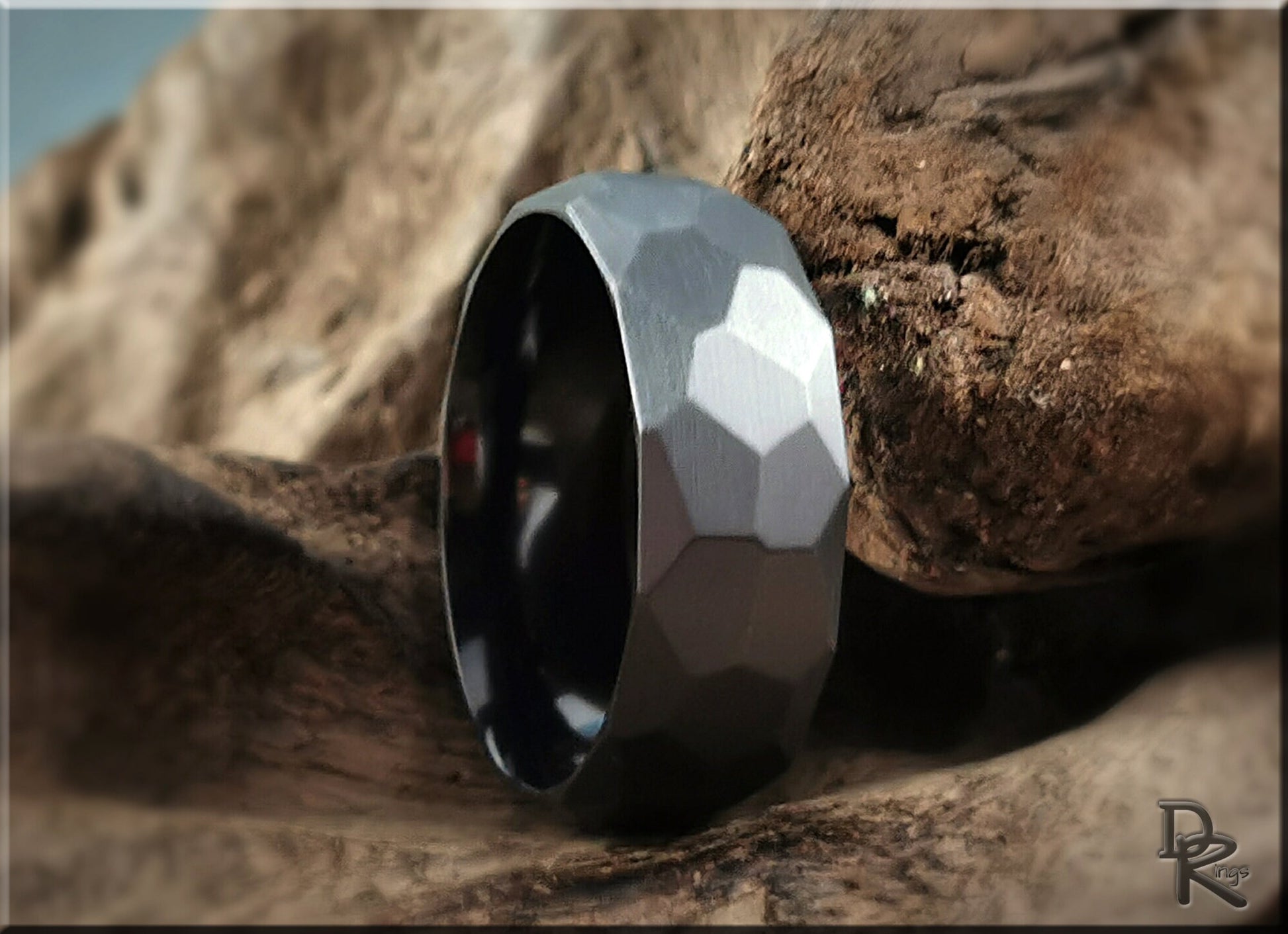 Hammered Black Zirconium Ring - metal ring