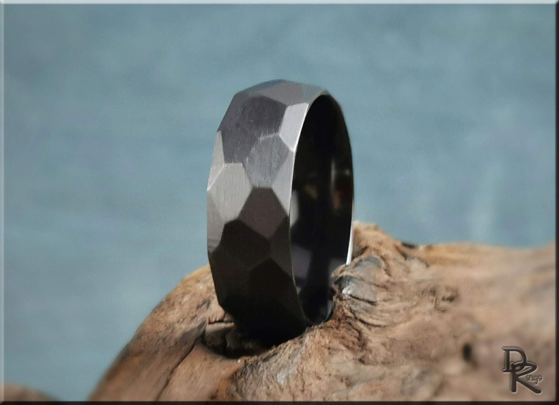 Hammered Black Zirconium Ring - metal ring