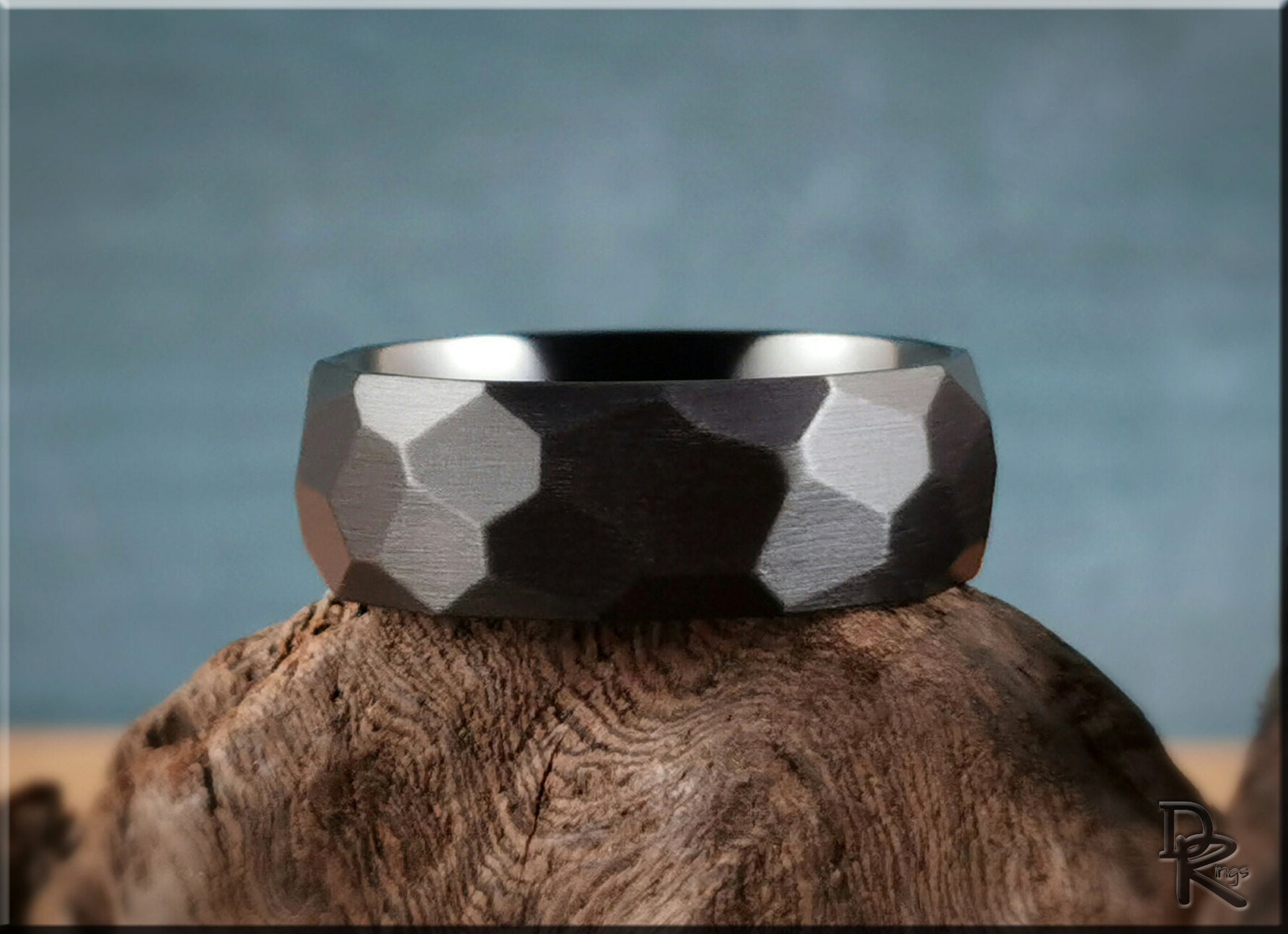 Hammered Black Zirconium Ring - metal ring