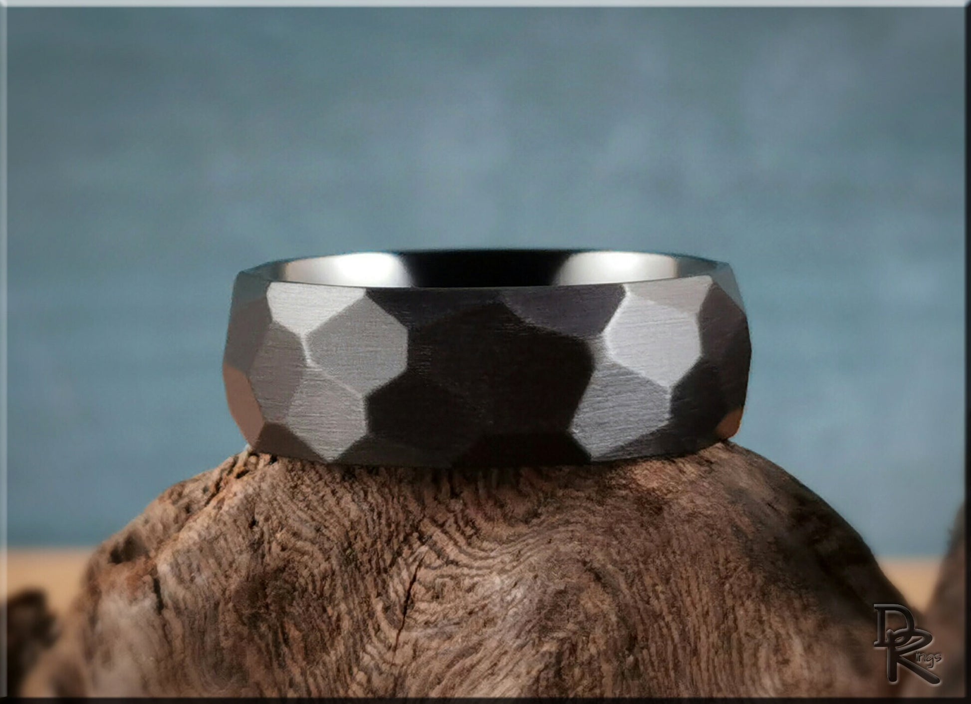 Hammered Black Zirconium Ring - metal ring