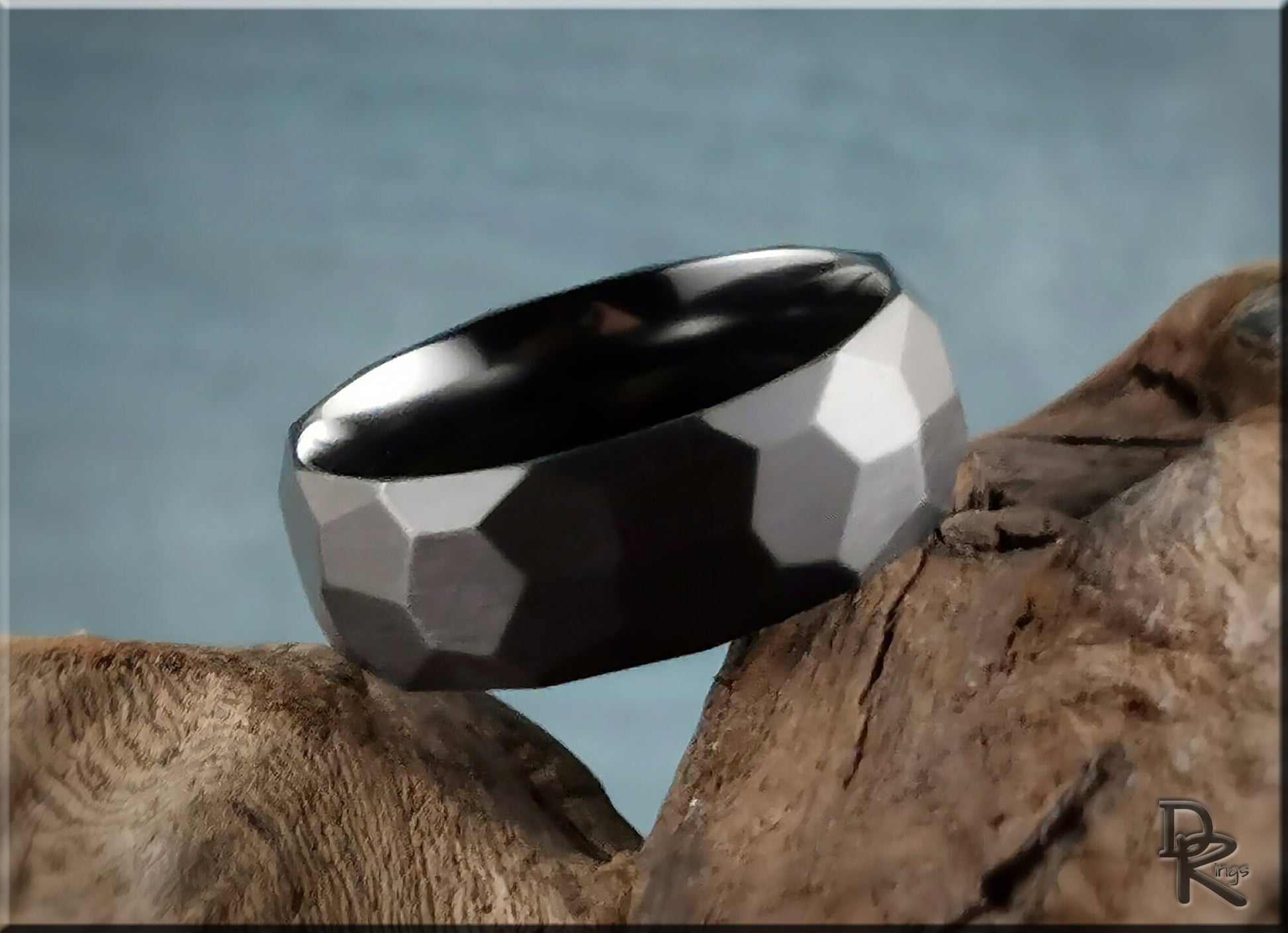 Hammered Black Zirconium Ring - metal ring