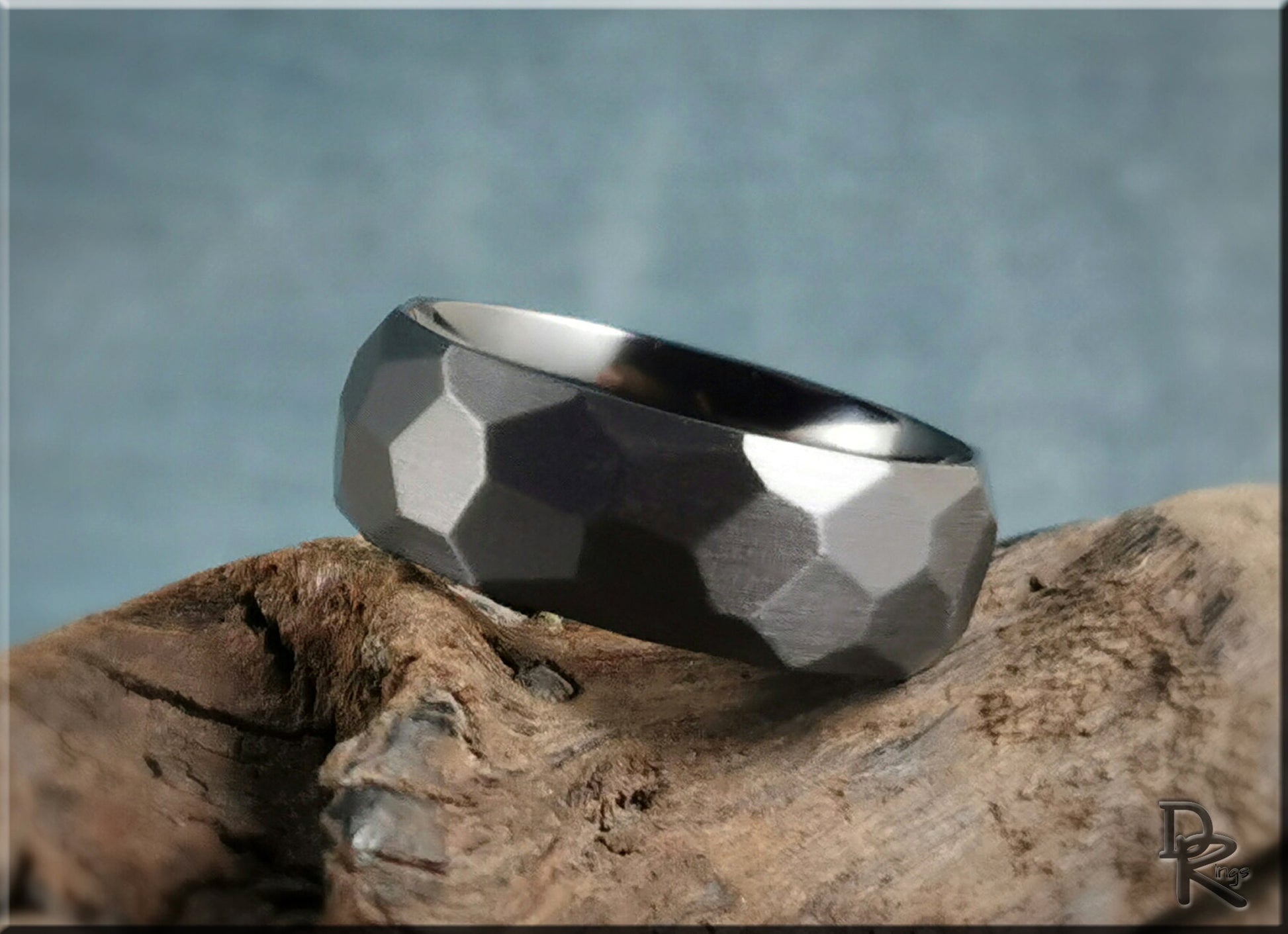 Hammered Black Zirconium Ring - metal ring