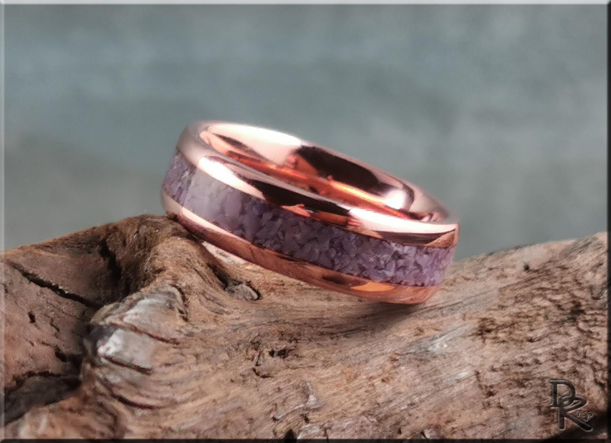 Tellurium Copper Channel Ring w/Turkish Jade inlay - copper ring
