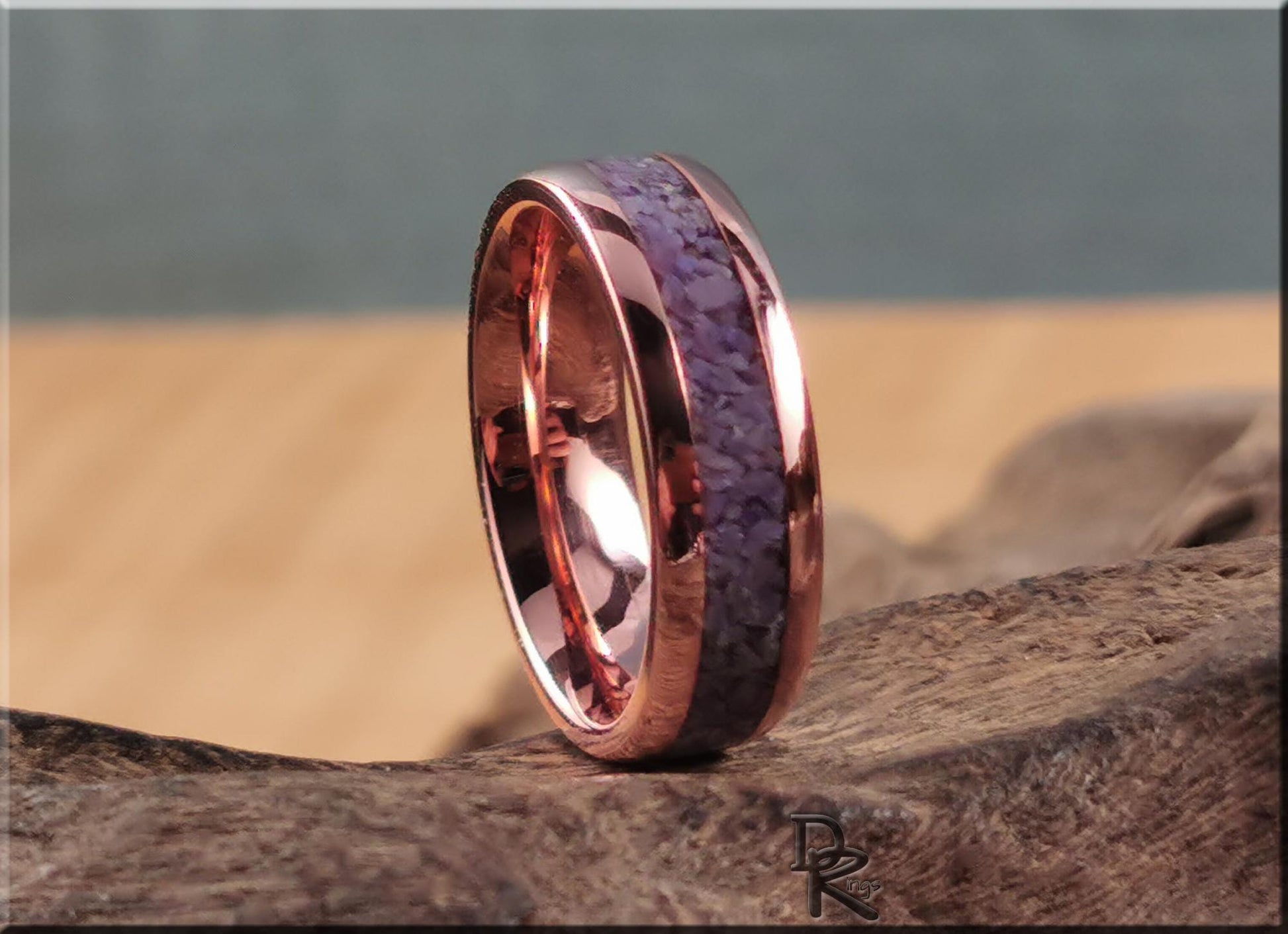 Tellurium Copper Channel Ring w/Turkish Jade inlay - copper ring
