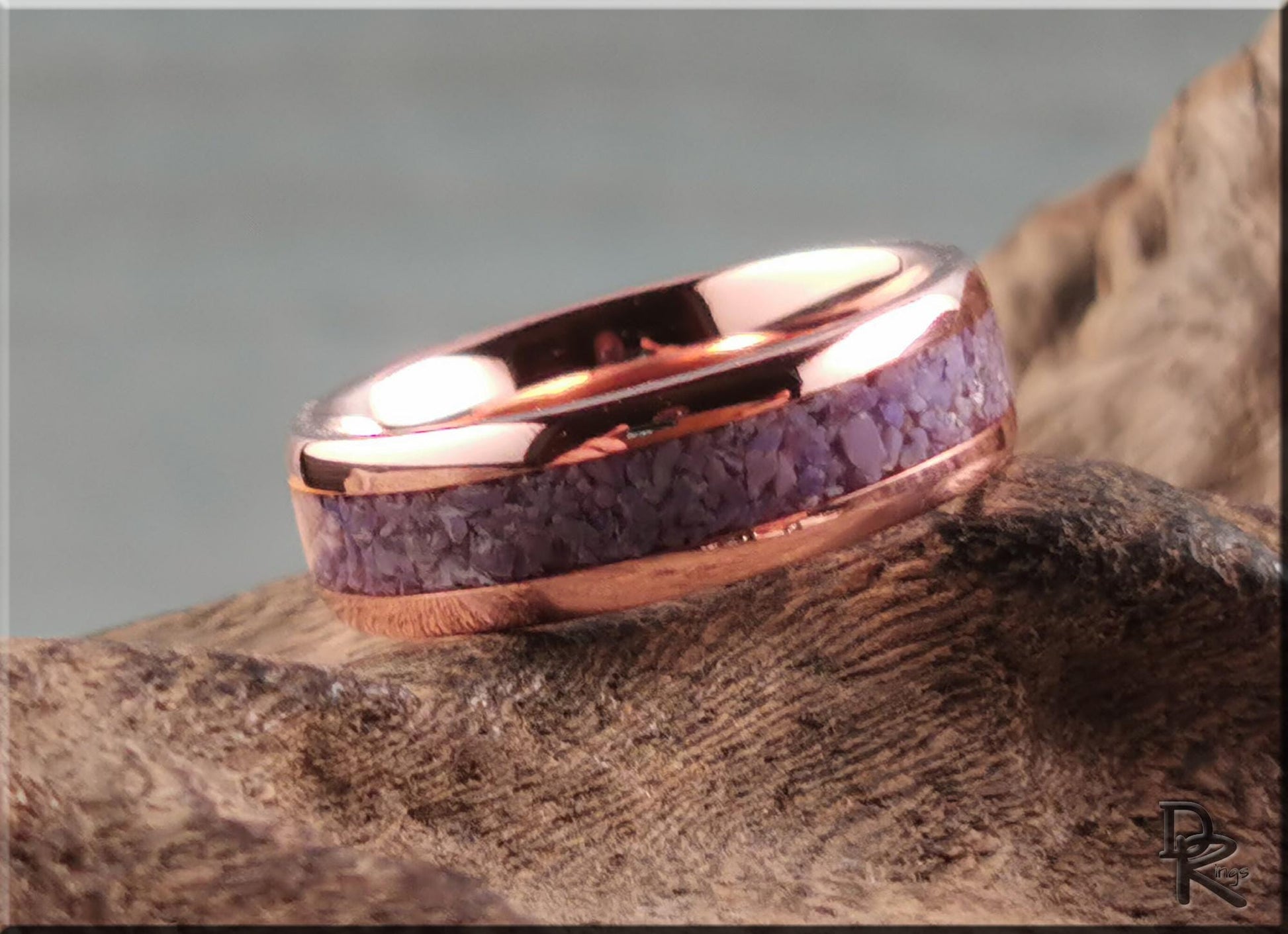Tellurium Copper Channel Ring w/Turkish Jade inlay - copper ring