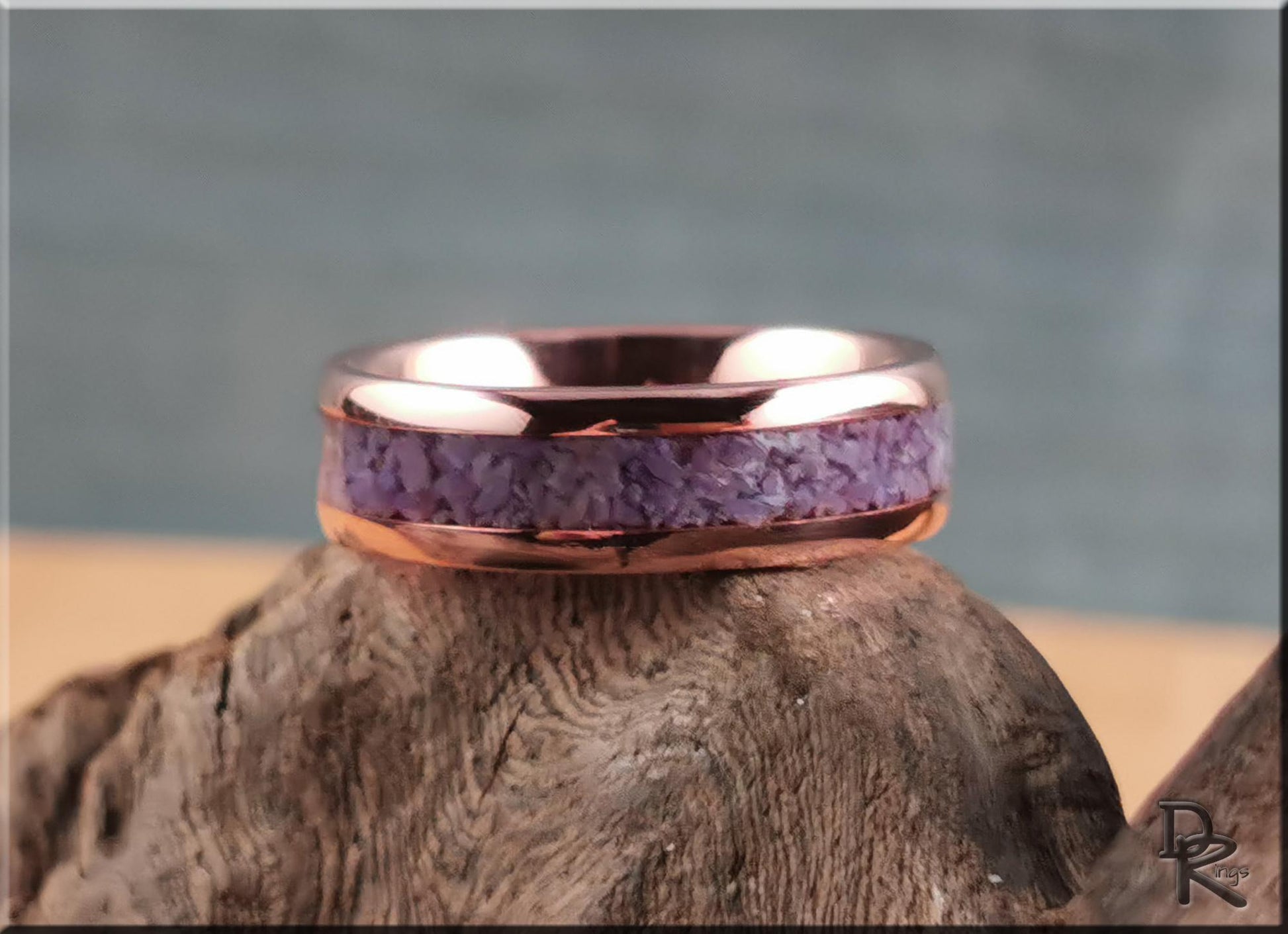 Tellurium Copper Channel Ring w/Turkish Jade inlay - copper ring