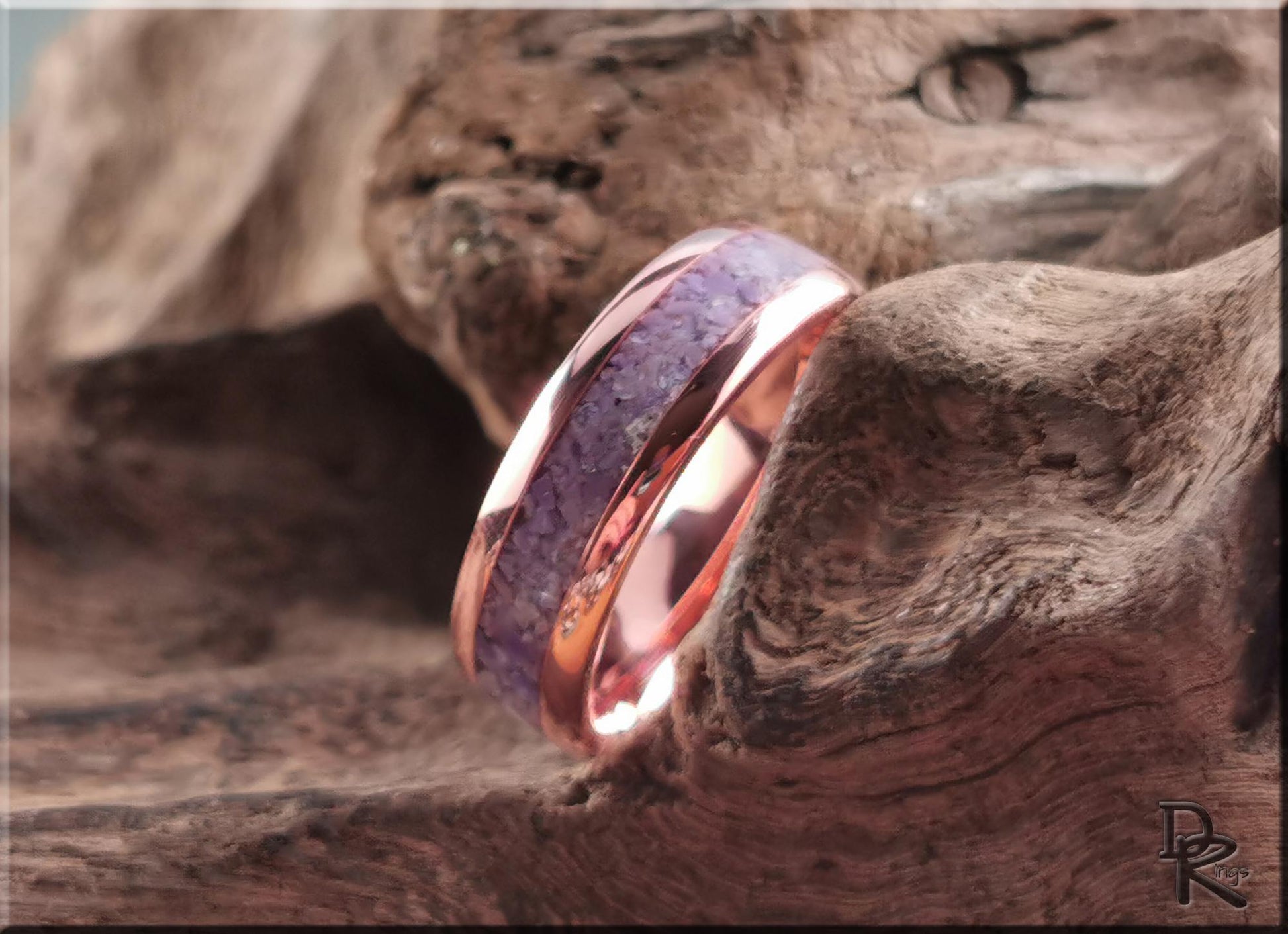 Tellurium Copper Channel Ring w/Turkish Jade inlay - copper ring