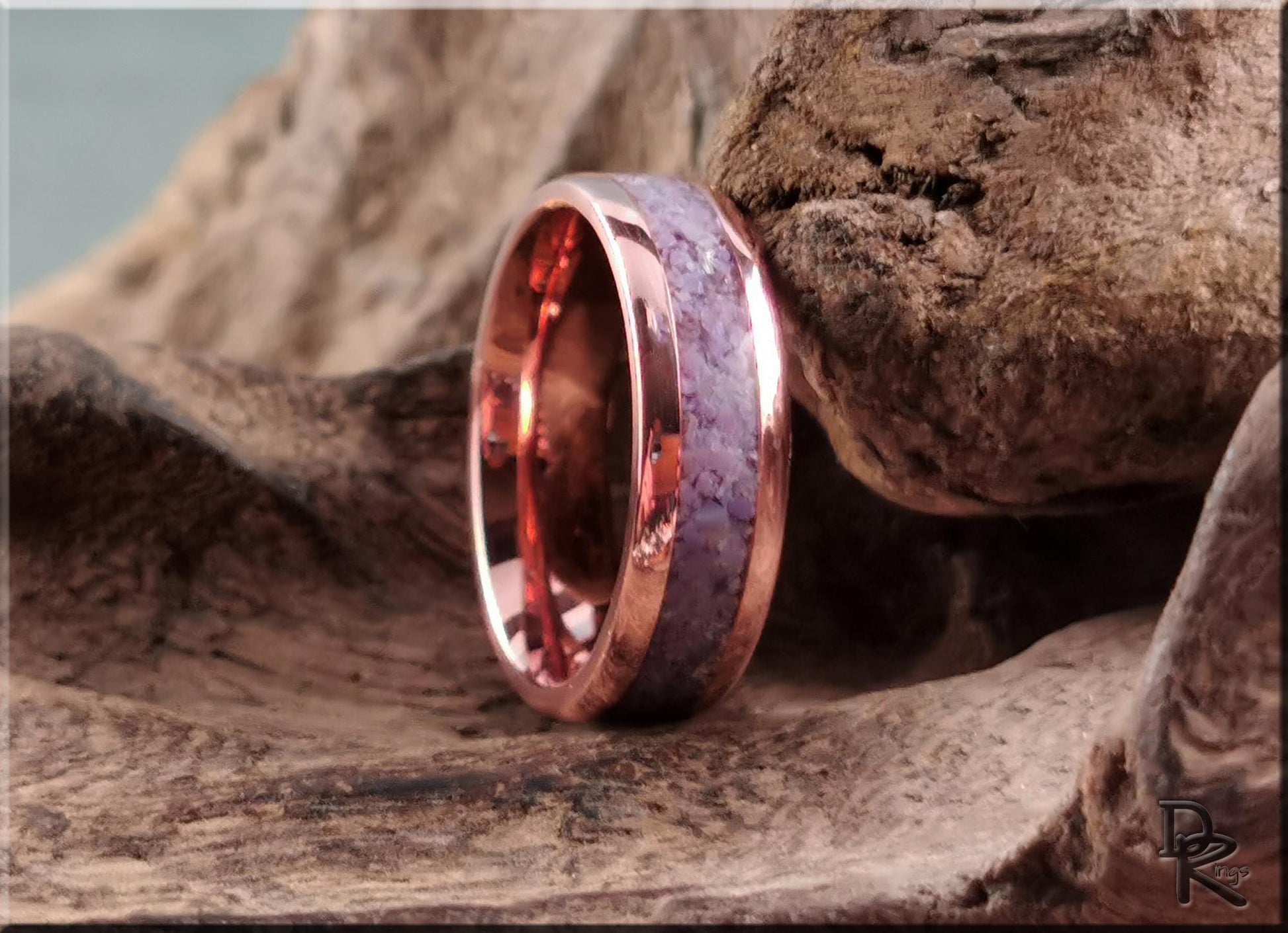 Tellurium Copper Channel Ring w/Turkish Jade inlay - copper ring