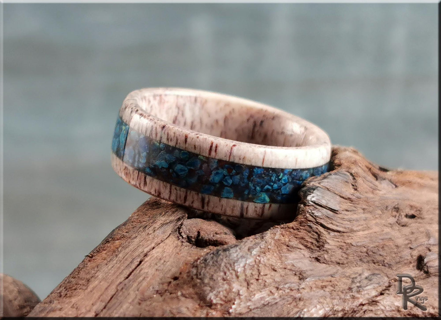 Deer Antler Channel Ring w/Shattuckite inlay - antler ring