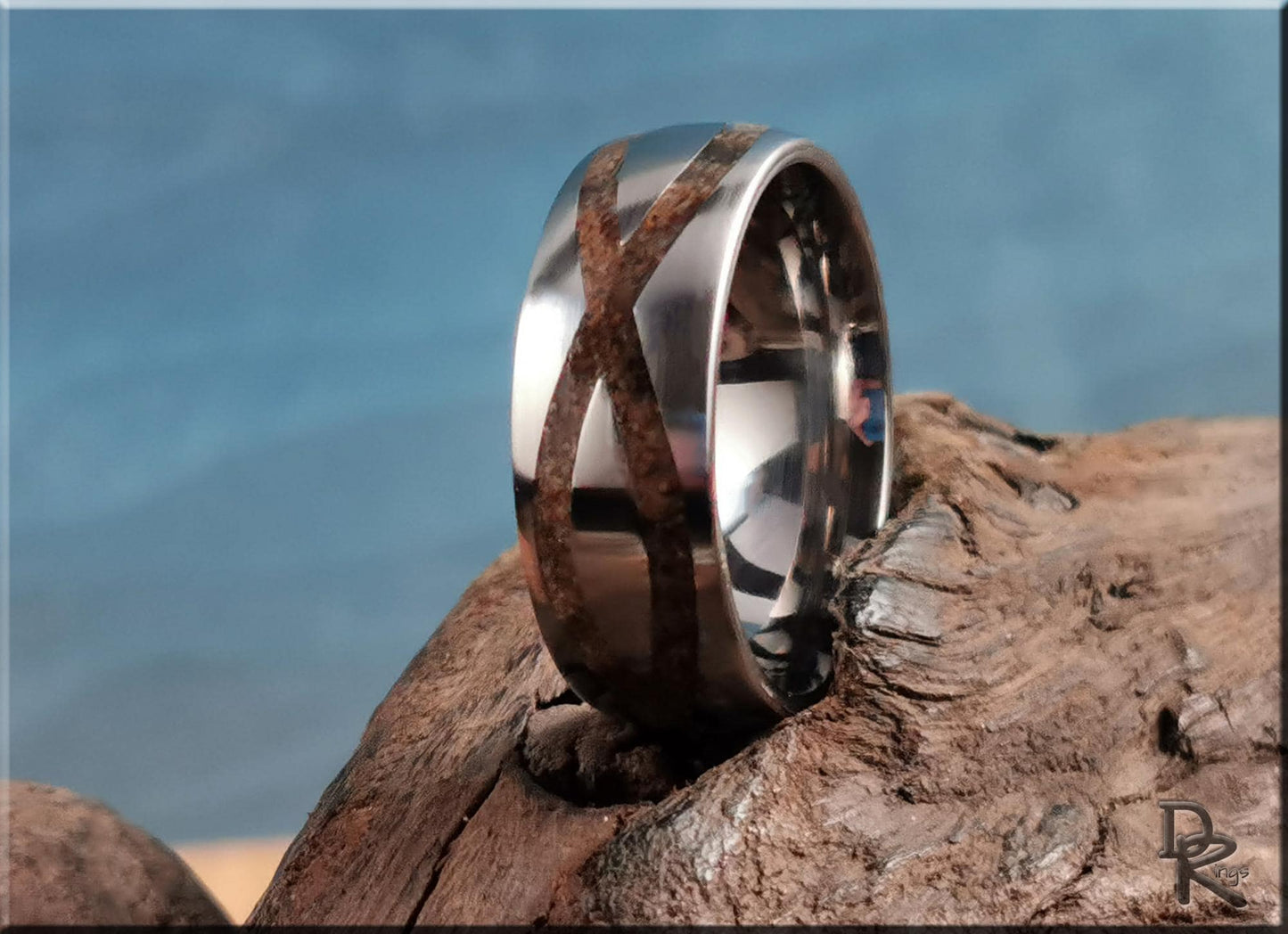 The 'Sands of Time' Titanium Ring w/Exotic Sand inlay - metal ring