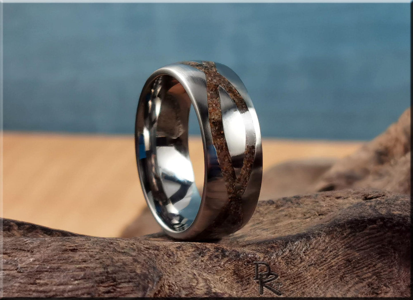 The 'Sands of Time' Titanium Ring w/Exotic Sand inlay - metal ring