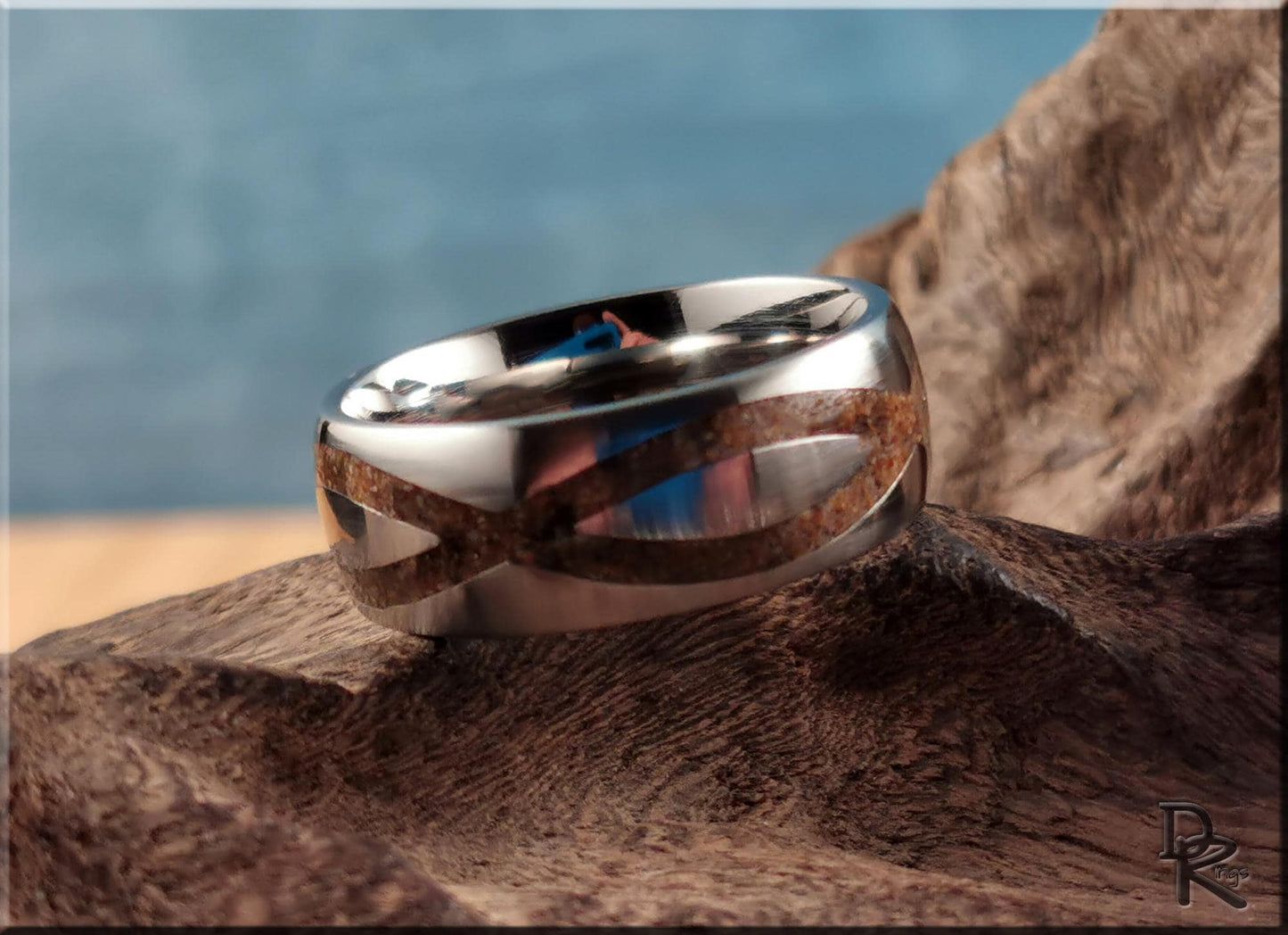 The 'Sands of Time' Titanium Ring w/Exotic Sand inlay - metal ring