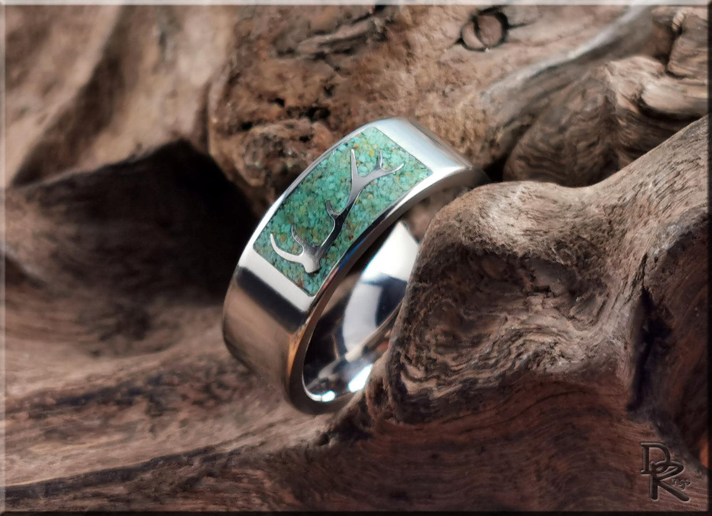 The 'Elkhorn' Titanium Ring w/Alacran Turquoise inlay - metal ring