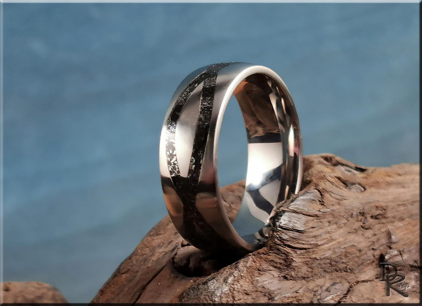 The 'Titanium Infinity' Ring w/Meteorite inlay - metal ring