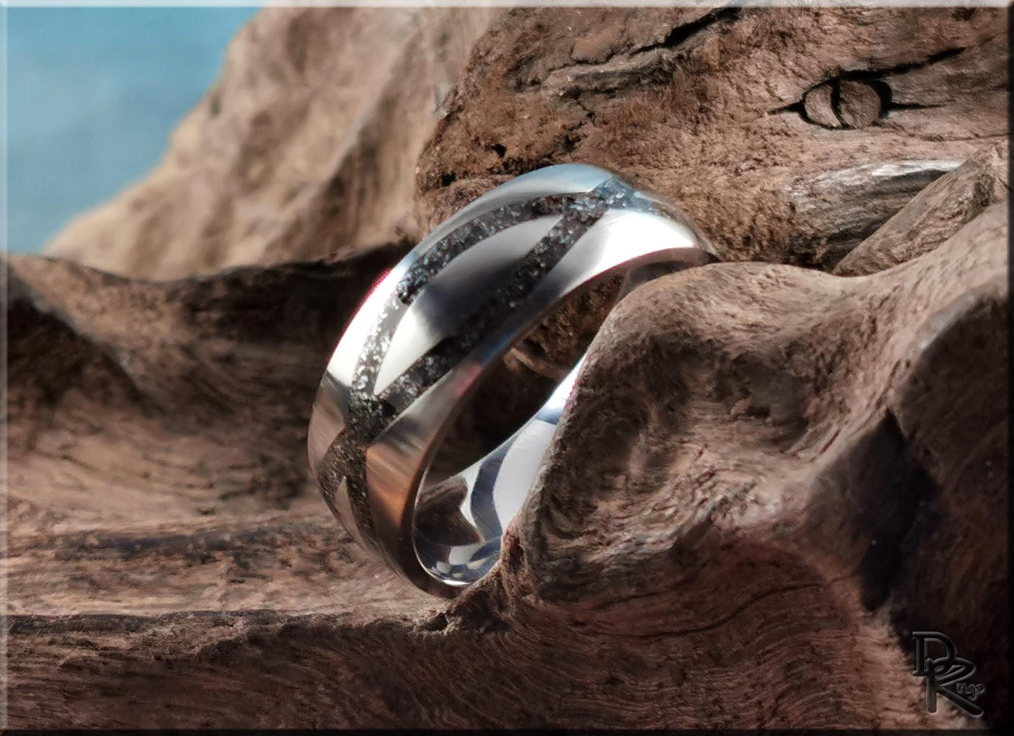 The 'Titanium Infinity' Ring w/Meteorite inlay - metal ring