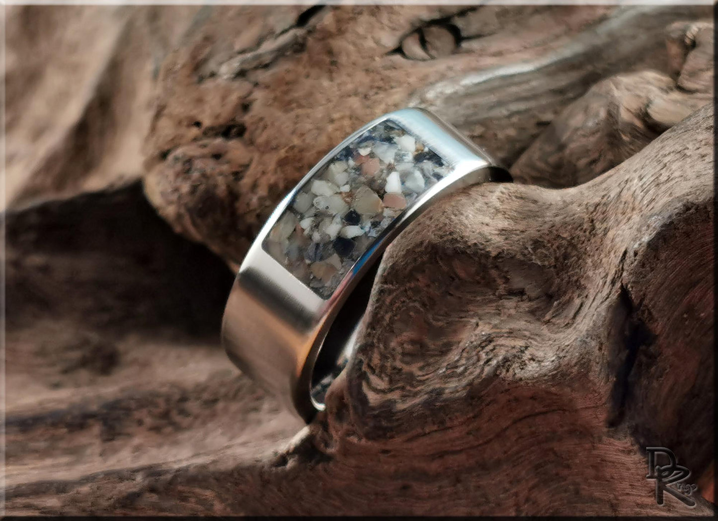 The 'Titanium Pocket' Ring w/Picture Jasper inlay - metal ring