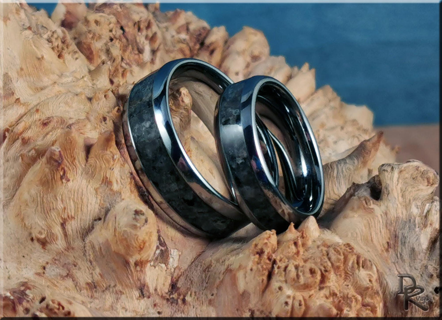 Tungsten Carbide Ring Set w/Yooperlite inlays - tungsten ring set