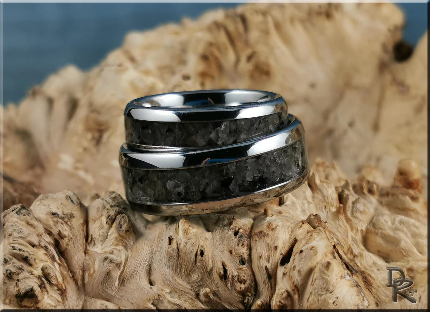 Tungsten Carbide Ring Set w/Yooperlite inlays - tungsten ring set