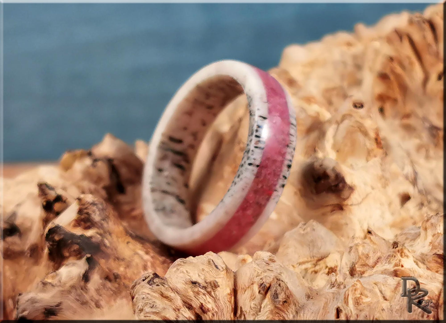 Deer Antler Channel Ring w/Norwegian Thulite inlay - antler ring