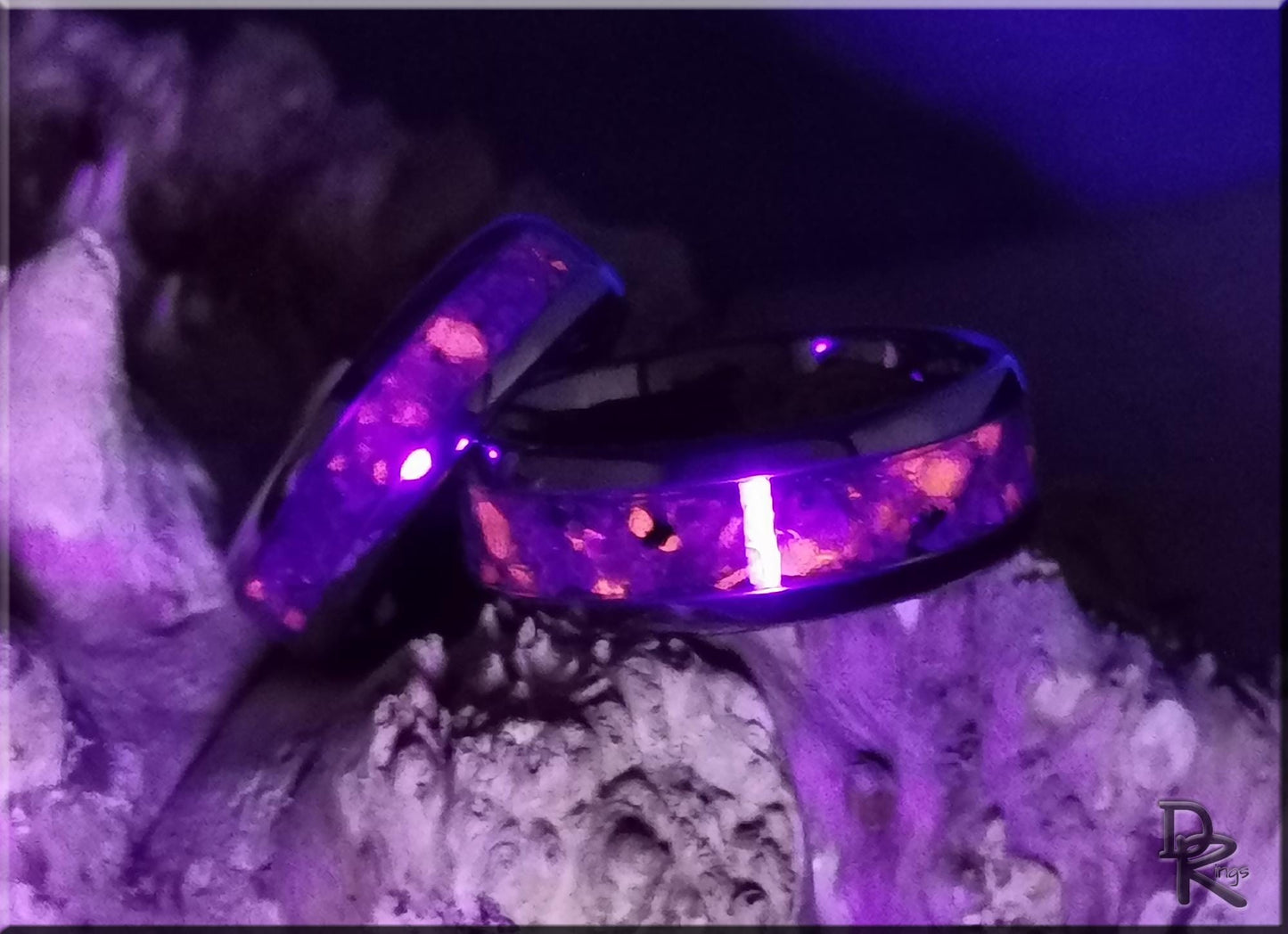 Tungsten Carbide Ring Set w/Yooperlite inlays - tungsten ring set