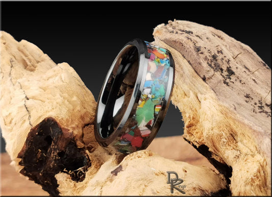 Black Ceramic Ring with Surfite inlay