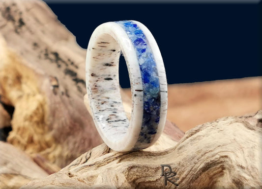 Deer Antler Ring with Afghanite inlay