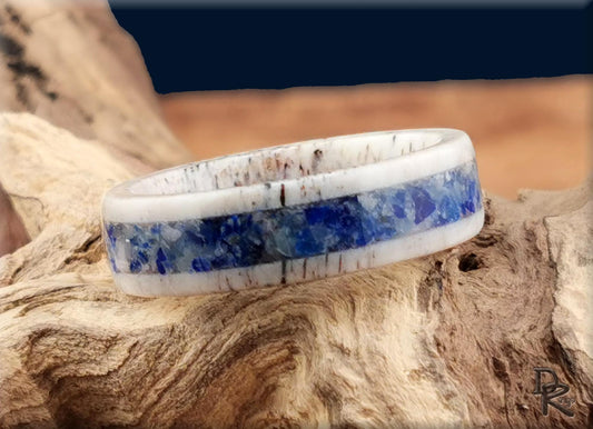 Deer Antler Ring with Afghanite inlay