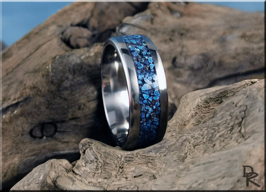 Titanium Channel Ring w/Shattuckite Stone inlay - metal ring