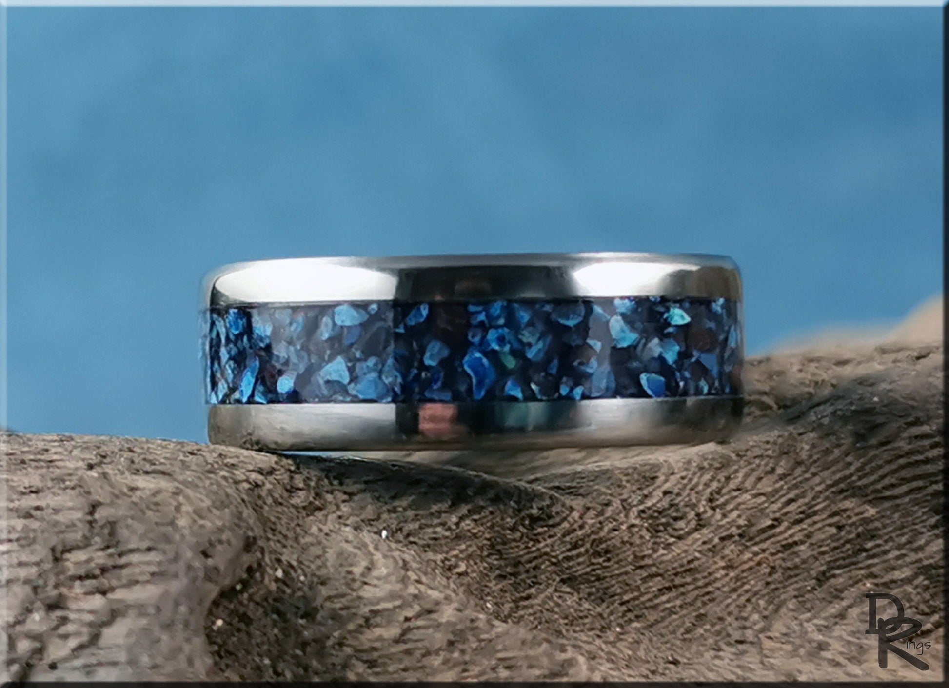 Titanium Channel Ring w/Shattuckite Stone inlay - metal ring