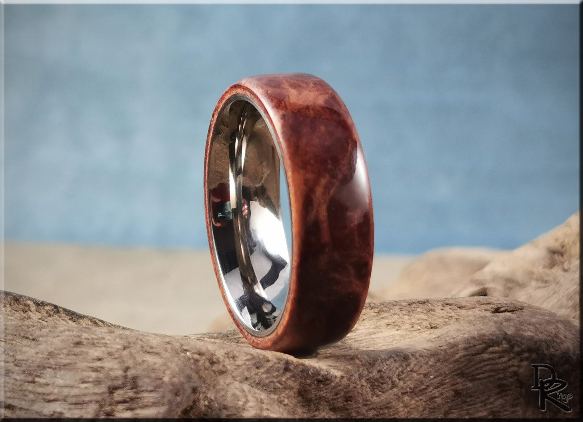 Bentwood Ring - Redwood Burl on titanium ring core - wood ring