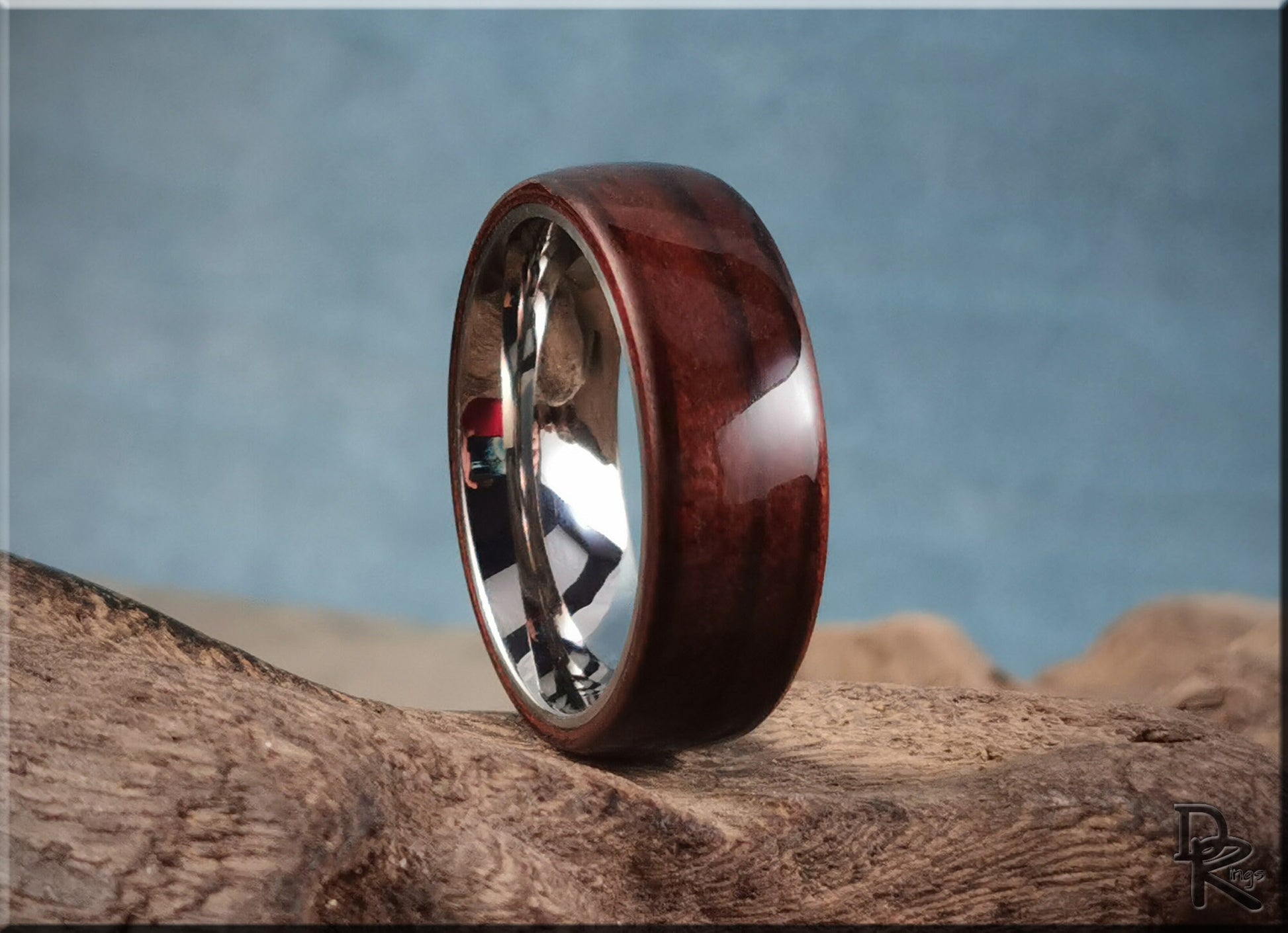 Bentwood Ring - Fumed Larch on titanium ring core - wood ring