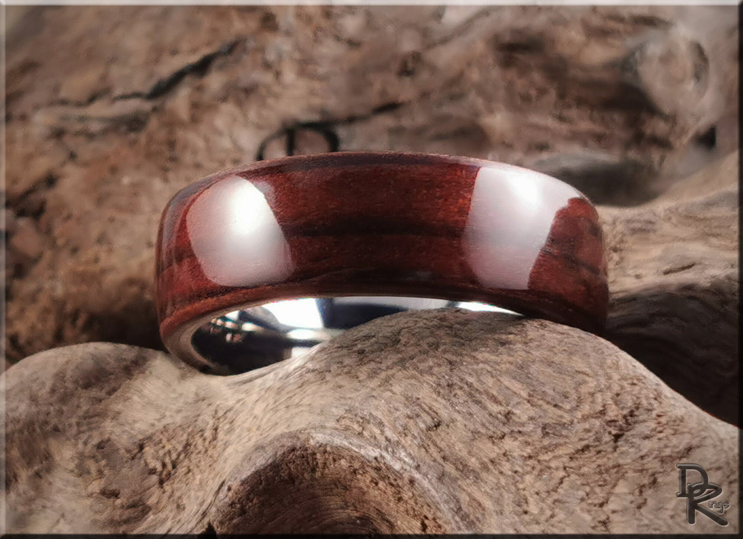 Bentwood Ring - Fumed Larch on titanium ring core - wood ring