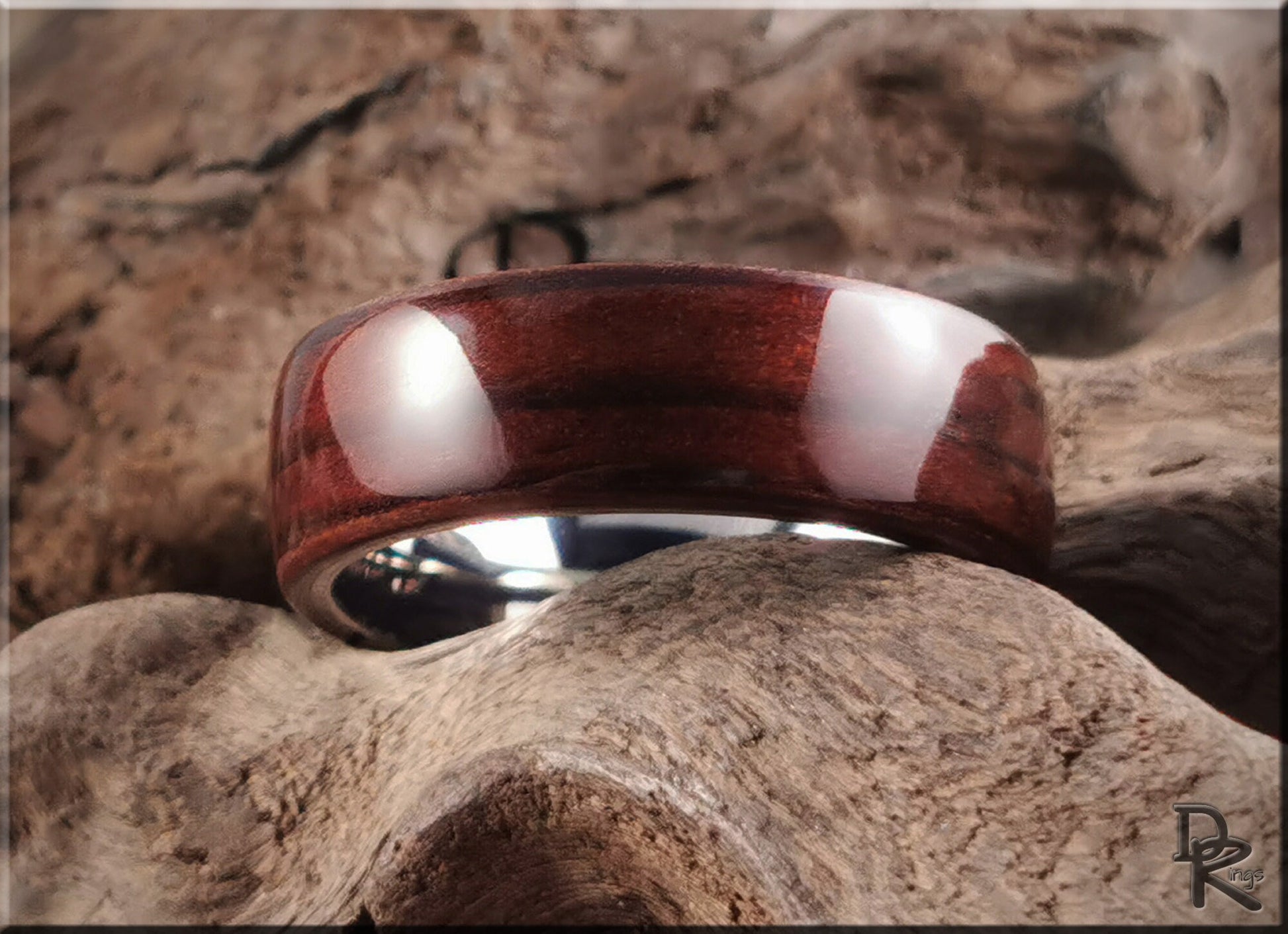 Bentwood Ring - Fumed Larch on titanium ring core - wood ring