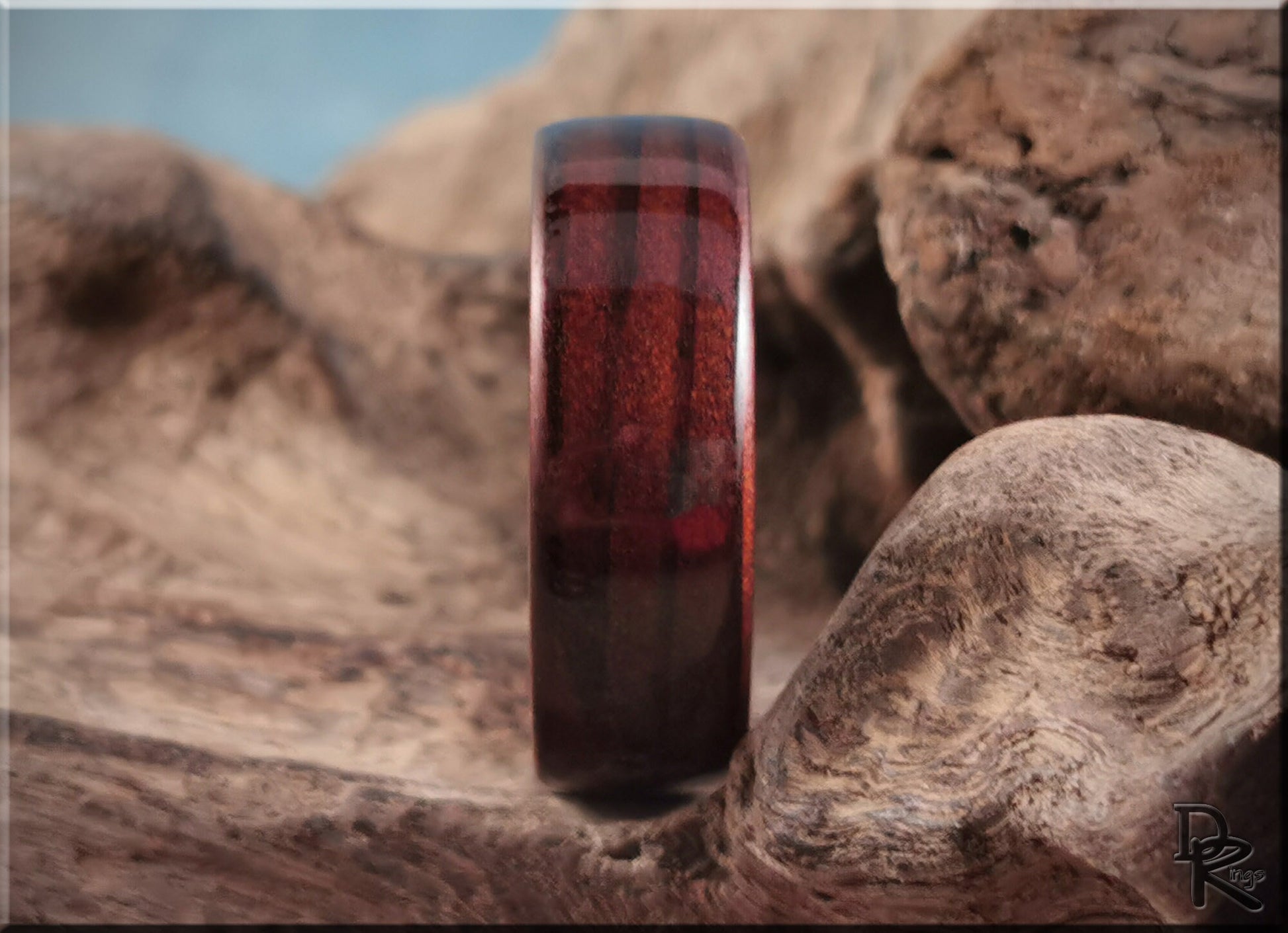 Bentwood Ring - Fumed Larch on titanium ring core - wood ring