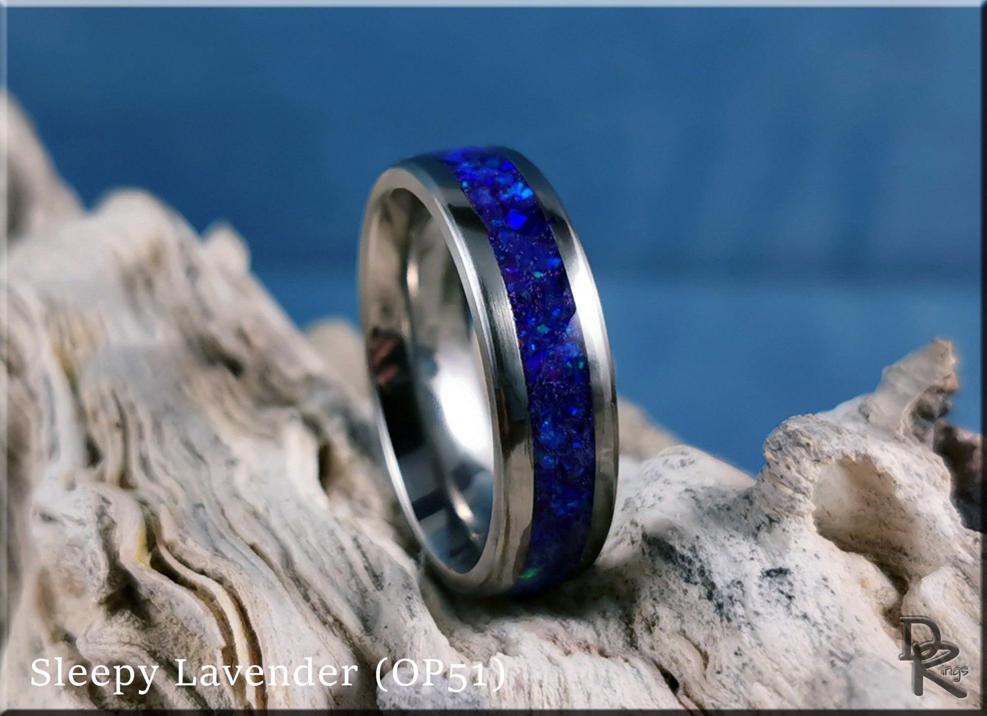 Titanium Channel Ring w/Opal inlay - metal ring