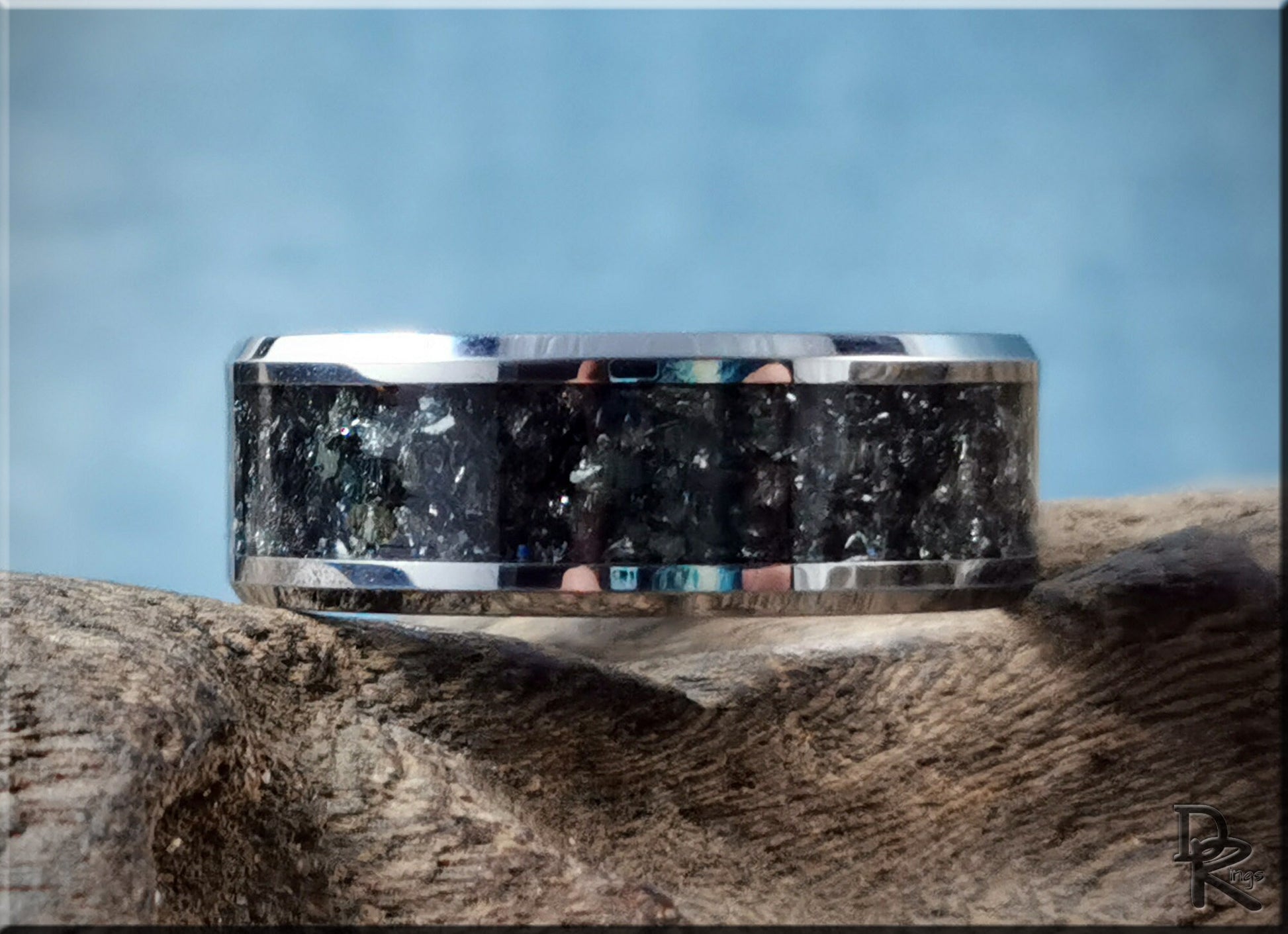 Tungsten Carbide Channel Ring w/Carborundum inlay - metal ring