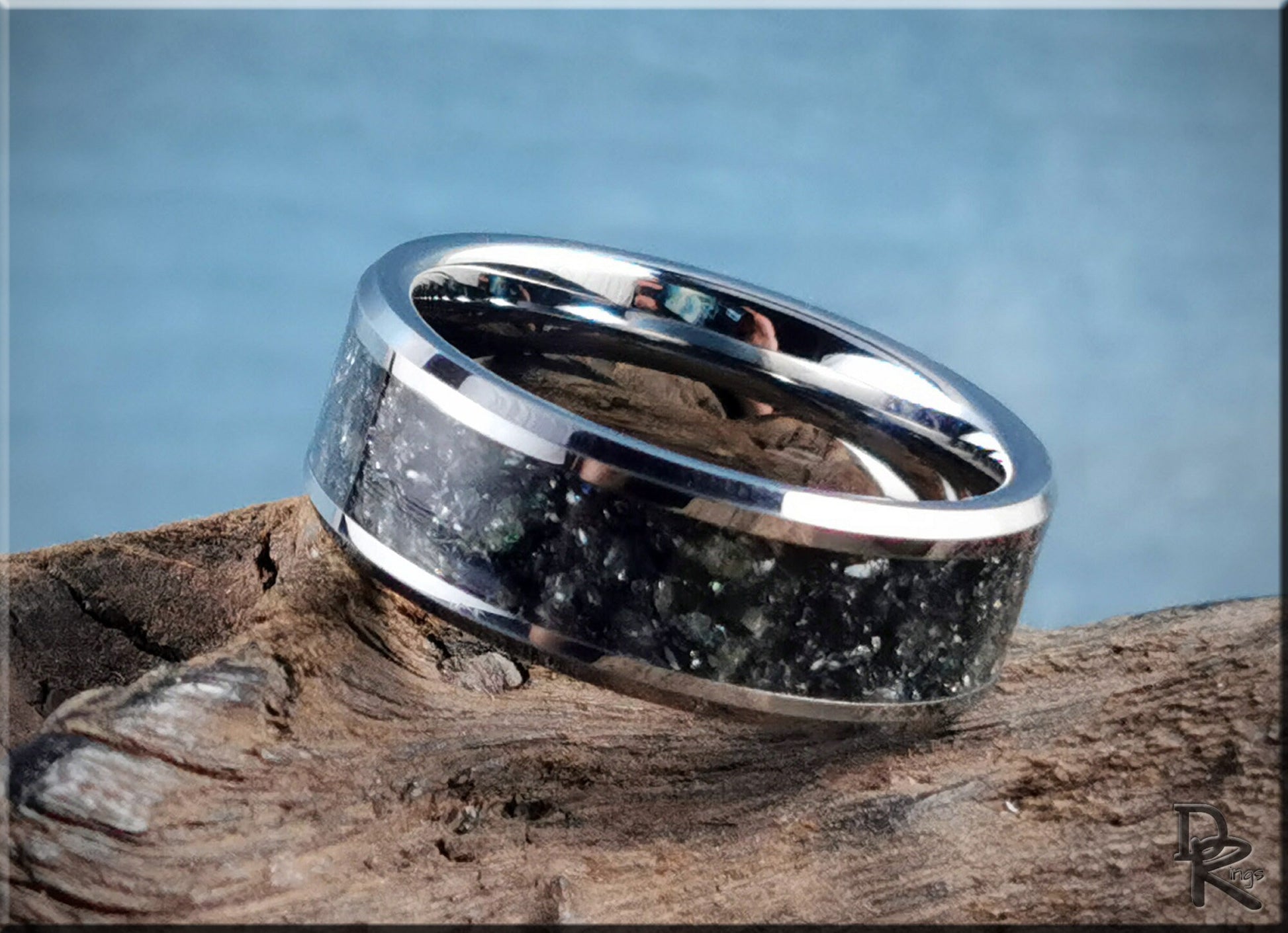 Tungsten Carbide Channel Ring w/Carborundum inlay - metal ring