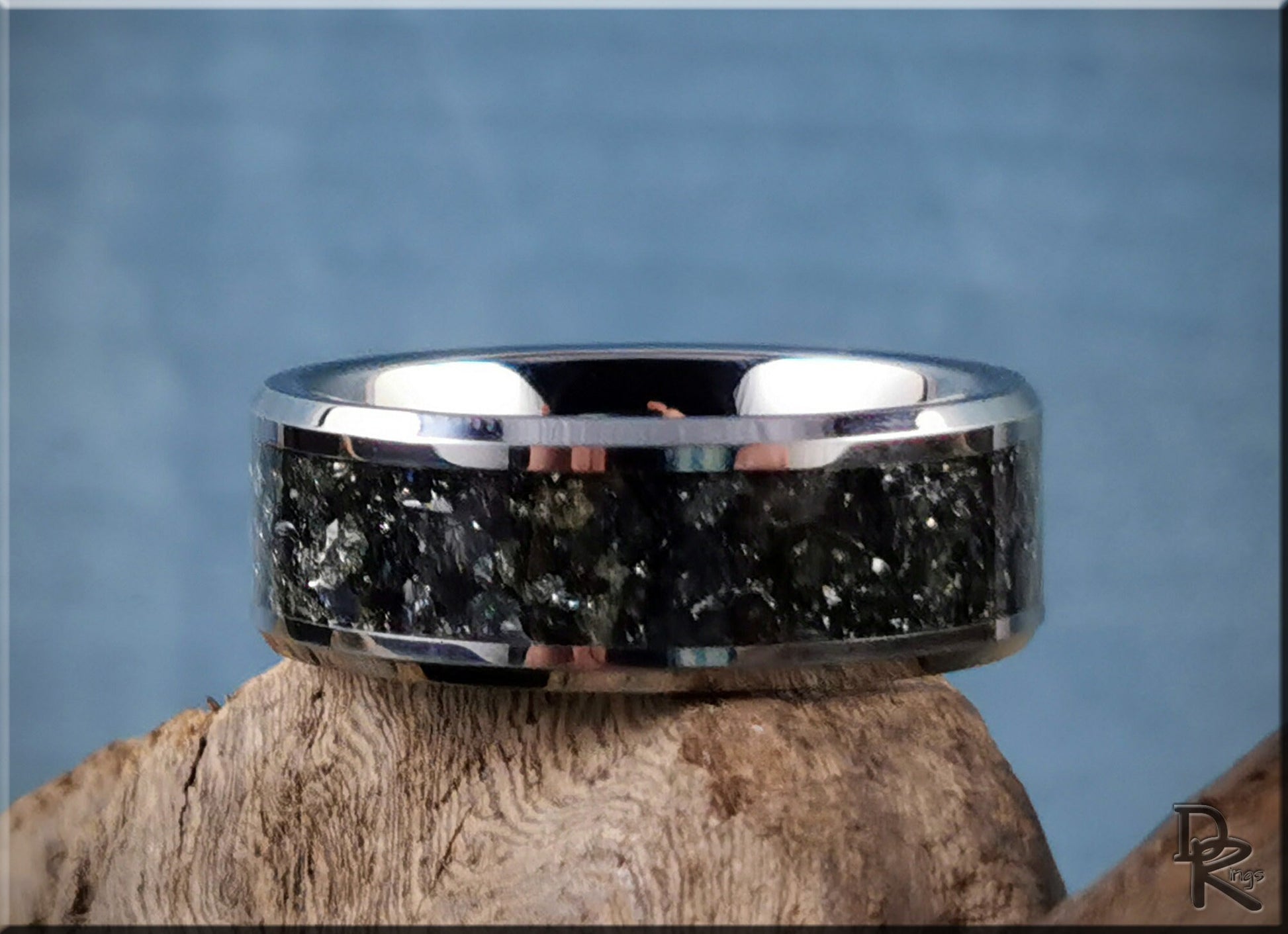 Tungsten Carbide Channel Ring w/Carborundum inlay - metal ring