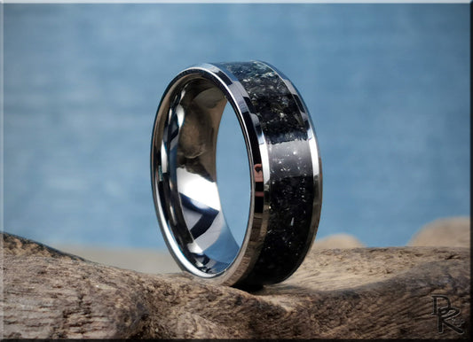 Tungsten Carbide Channel Ring w/Carborundum inlay - metal ring