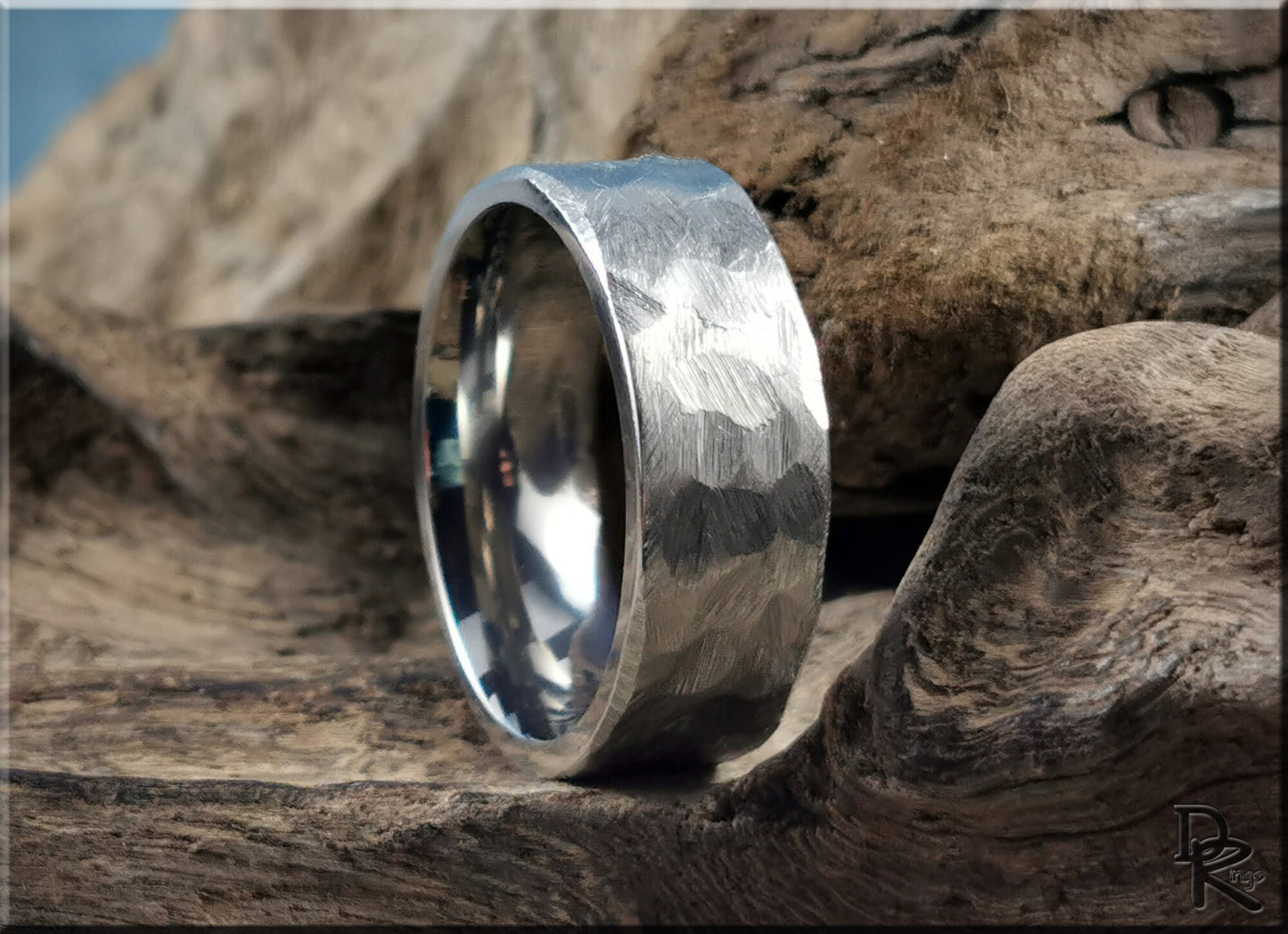 Hammered Titanium 8mm Ring - metal ring